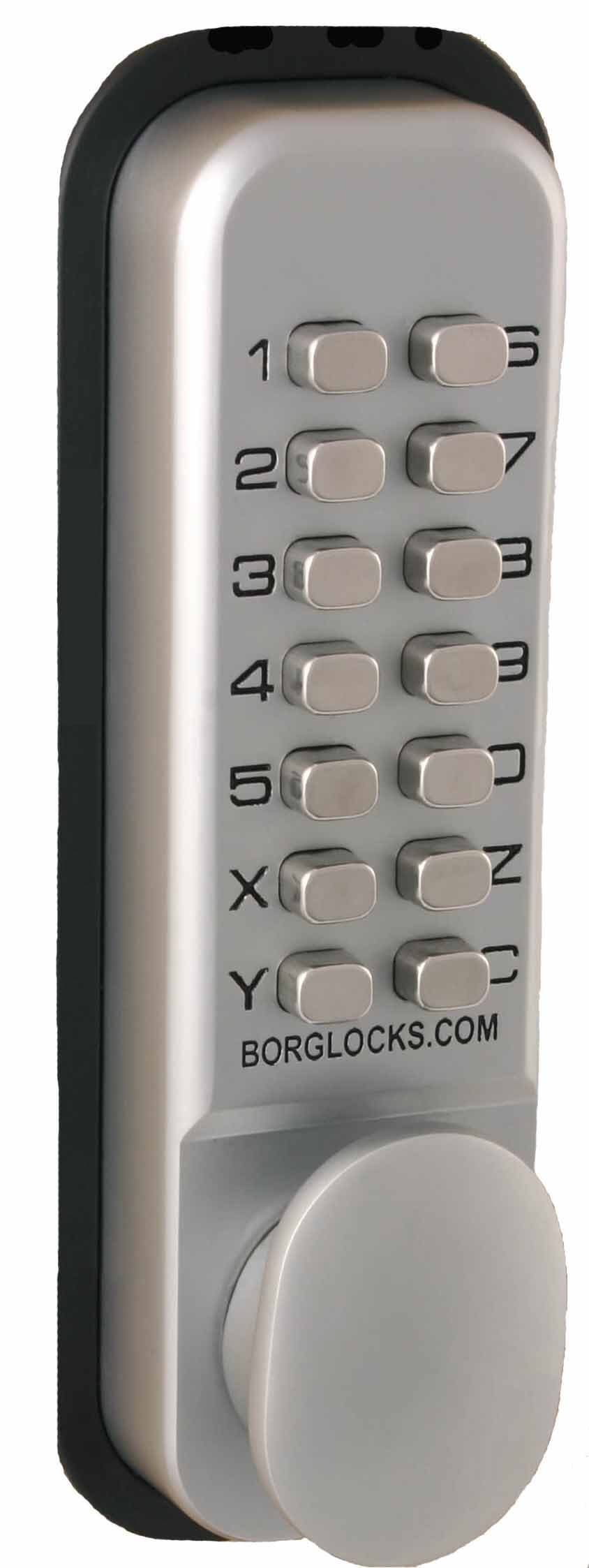 5 Pack of Borg 2201 Digital Push Button Door Lock with Holdback in Satin Chrome