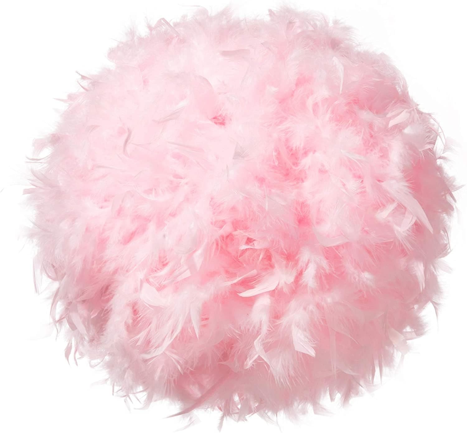 Waneway 50cm Feather Light Shade for Ceiling Pendant Light, Fluffy Lamp Shade Lampshade Lightshade for Table Lamp and Floor Lamp, Bedroom, Living Room, Wedding or Party Decor, ID 40cm, OD 50cm, Pink