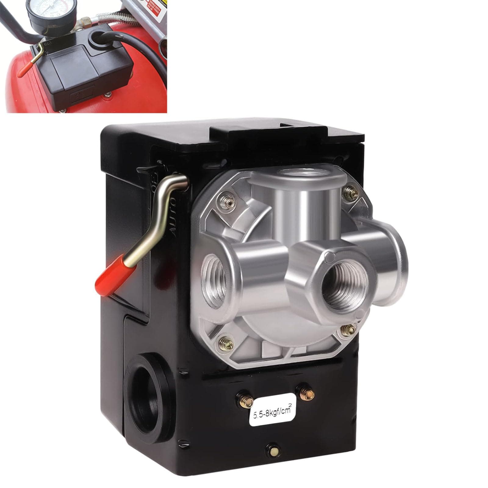 LF10-4H Pressure Switch, 4 Port Air Compressor Pressure Switch Replacement Control NPT1/4 95-125 PSI 20A