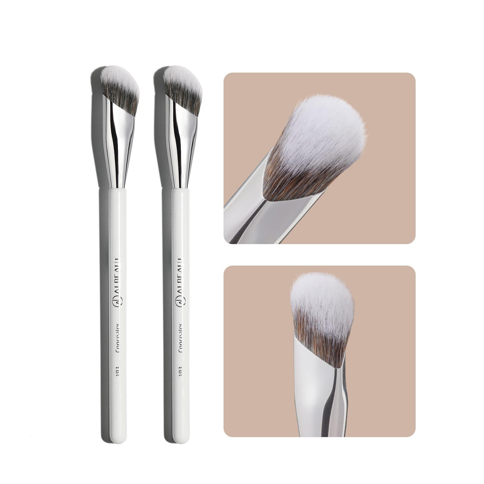 Concealer Makeup Brushes 2 PCS Angled Brushes for Liquid, Cream, Stick Concealer Foundation Nose Contour Eyeshadow Blending(193-2pcs)