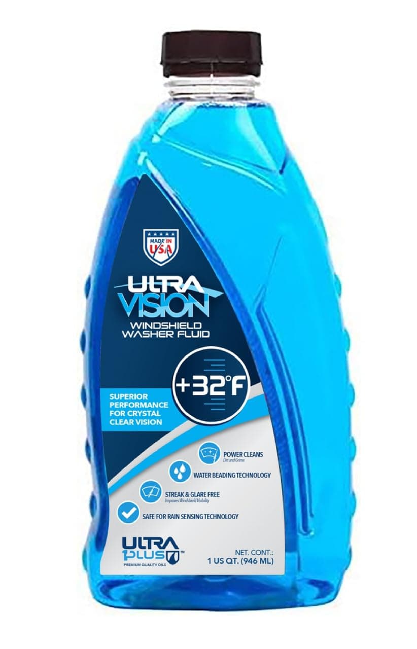 ULTRA 1PLUS Windshield Washer Fluid - Advanced Formula for Car Windshield Wiper Fluid Crystal-Clear Vision in Weather Conditions +32F - All Weather - Bug Remover - 1 US Quart