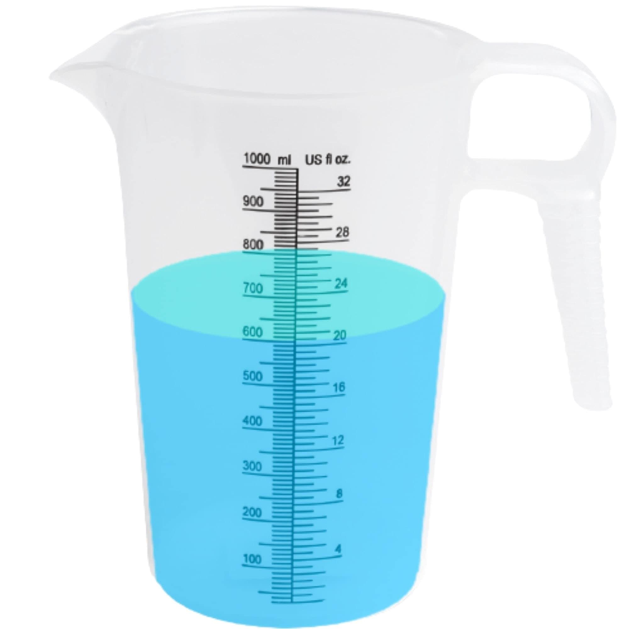 ACCUPOUR 32oz (1 quart) Measuring Pitcher, Plastic, Multipurpose - Great for Chemicals, Oil, Pool and Lawn - Ounce (oz) and Milliliter (mL) Increments (1000 mL)