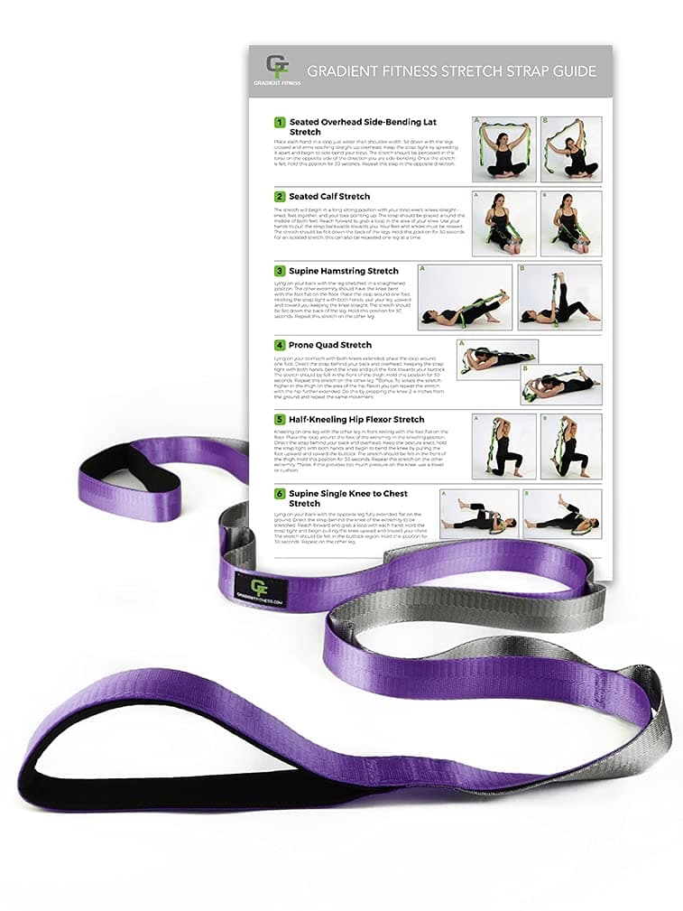 Gradient Fitness Stretching Strap for Physical Therapy, 12 Multi-Loop Stretch Strap 1" W x 8' L, Neoprene Handles, Physical Therapy Equipment, Yoga Straps for Stretching, Leg Stretcher.