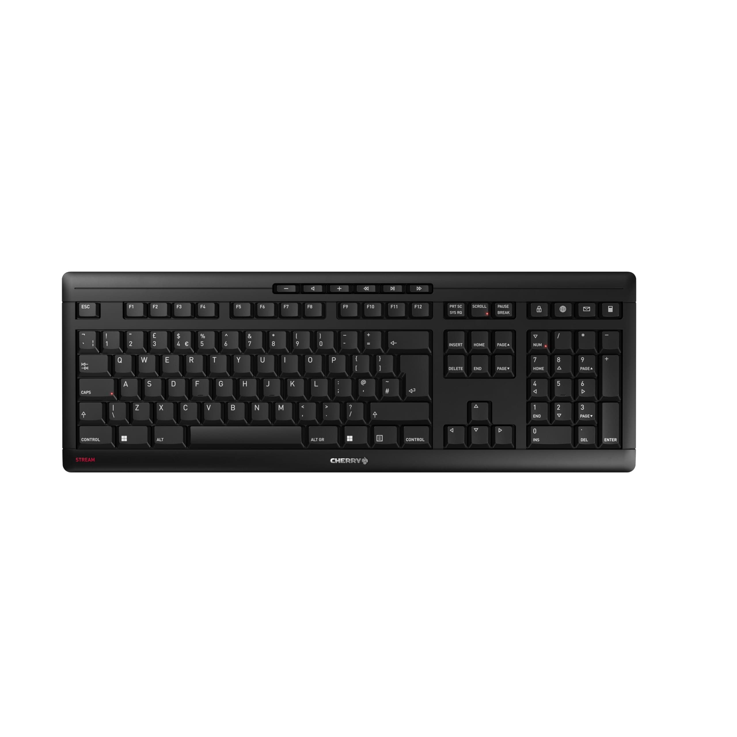 STREAM KEYBOARD WIRELESS, Wireless Keyboard, UK Layout (QWERTY), 2.4 GHz RF, Quiet Keys, Flat Design, Battery-Operated, Black