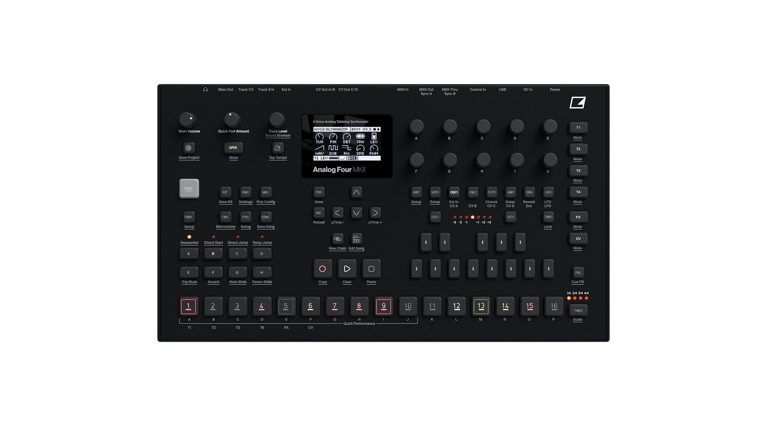 Elektron Analog Four MKII 4-Voice Analog Desktop Synthesizer and CV Sequencer