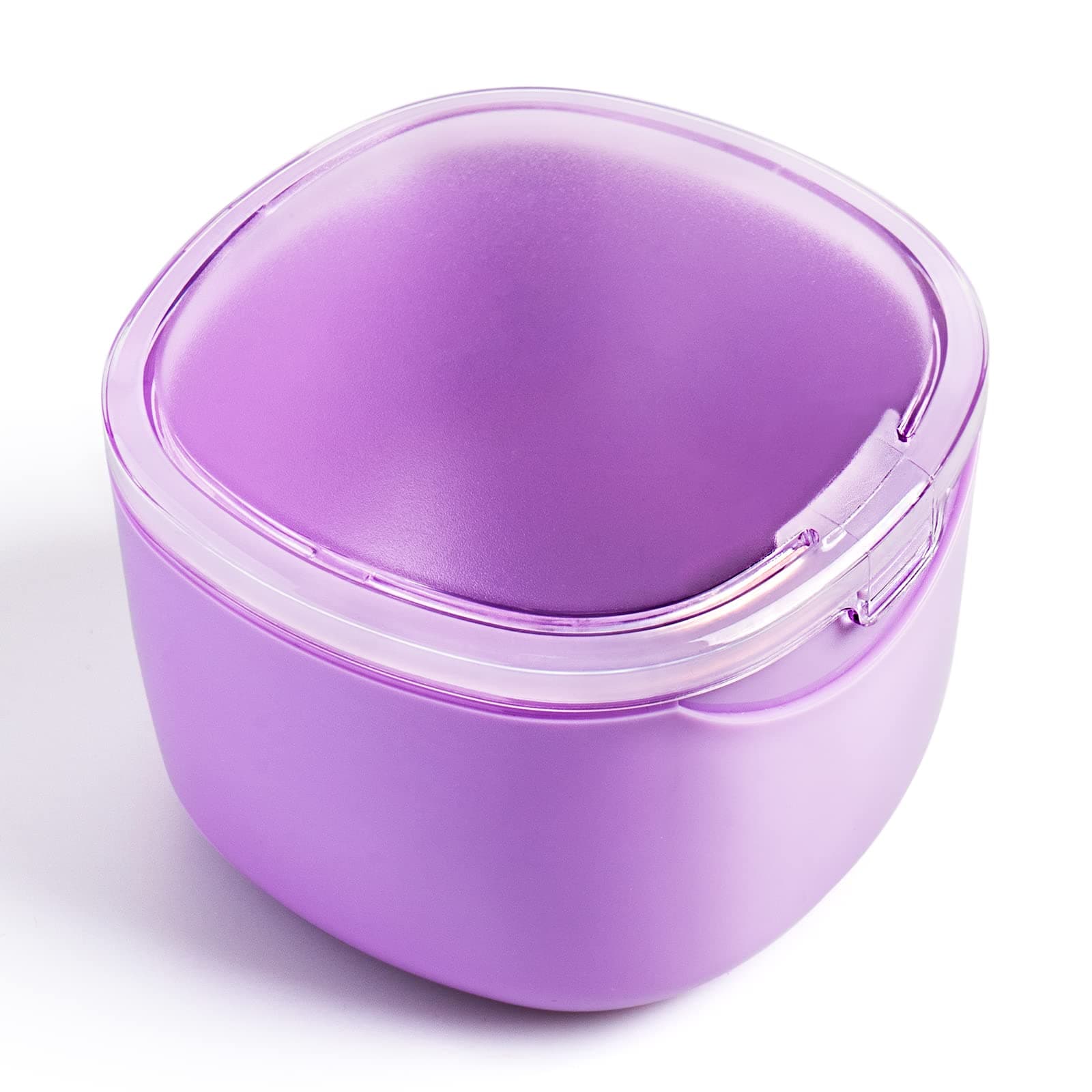 Uouovo Upgraded Denture Bath Box Cup, No-Leak Denture case, Retainer Cleaning Box, Complete Clean Care for Dentures, Clear Braces, Mouth Guard, Night Guard & Retainers (purple)
