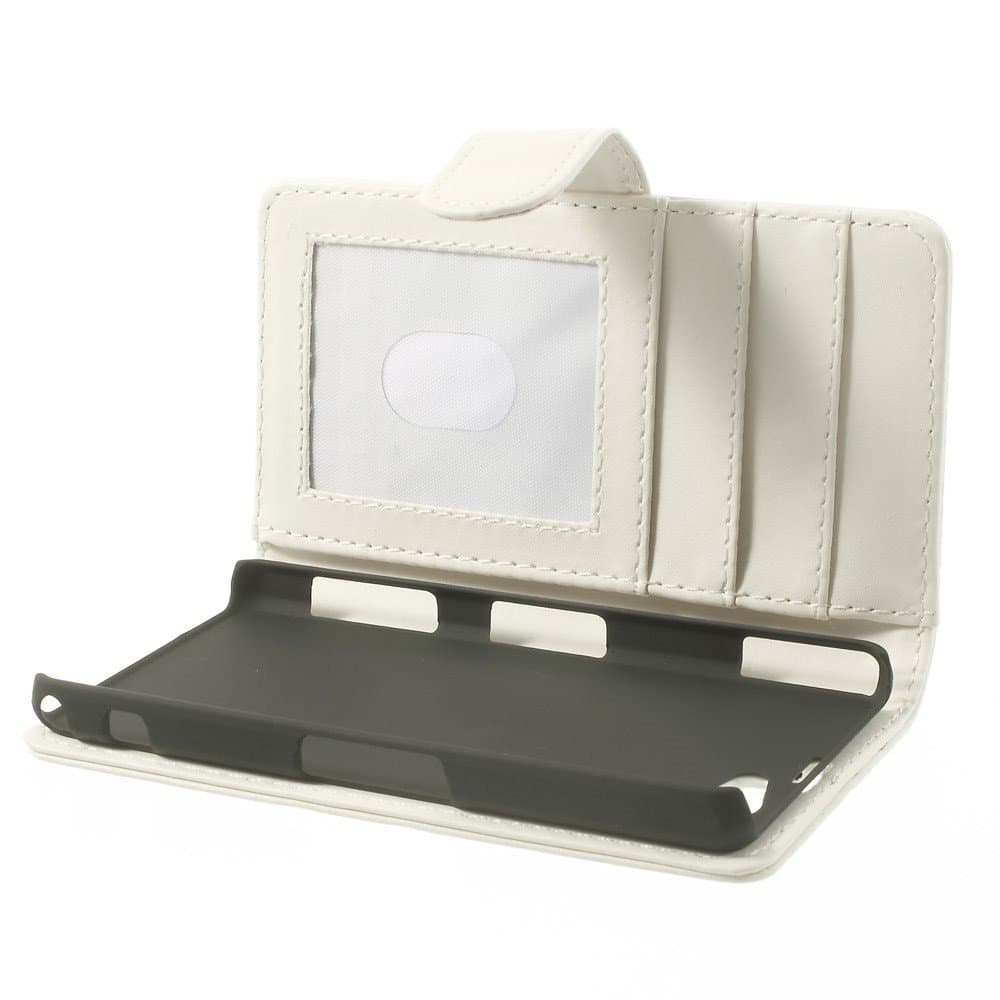 White Wallet Leather Case Shell w/ Stand for Sony Xperia Z1 Compact D5503