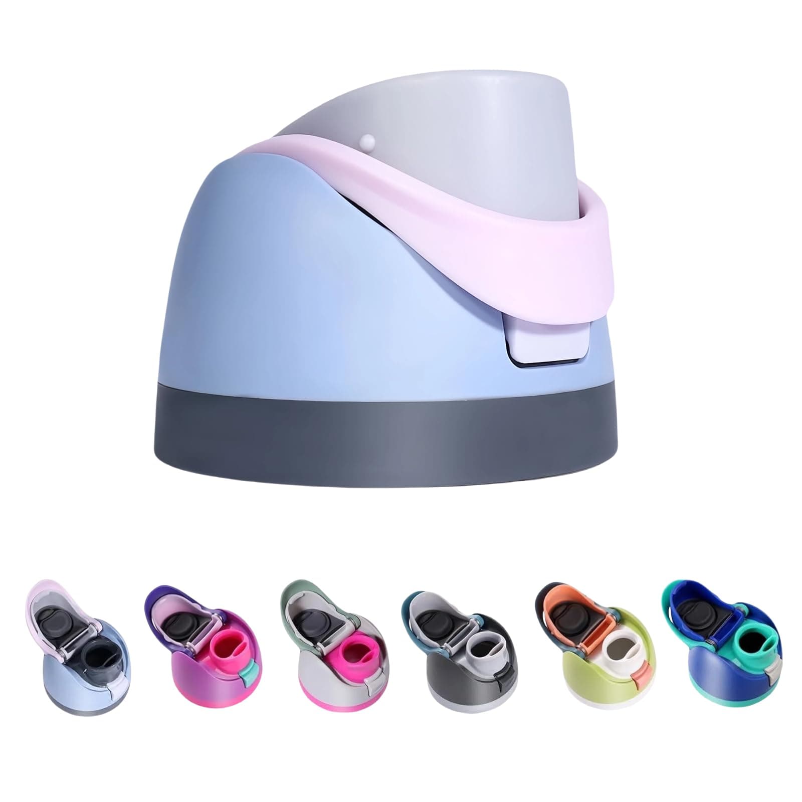 Replacement Lid for Owala Freesip, One Button Top Replacement, Leakproof BPA-Free Sport Water Bottle Cap Replacement Compatible with Owala 24oz 32oz 40oz 16oz (Blue Pink)