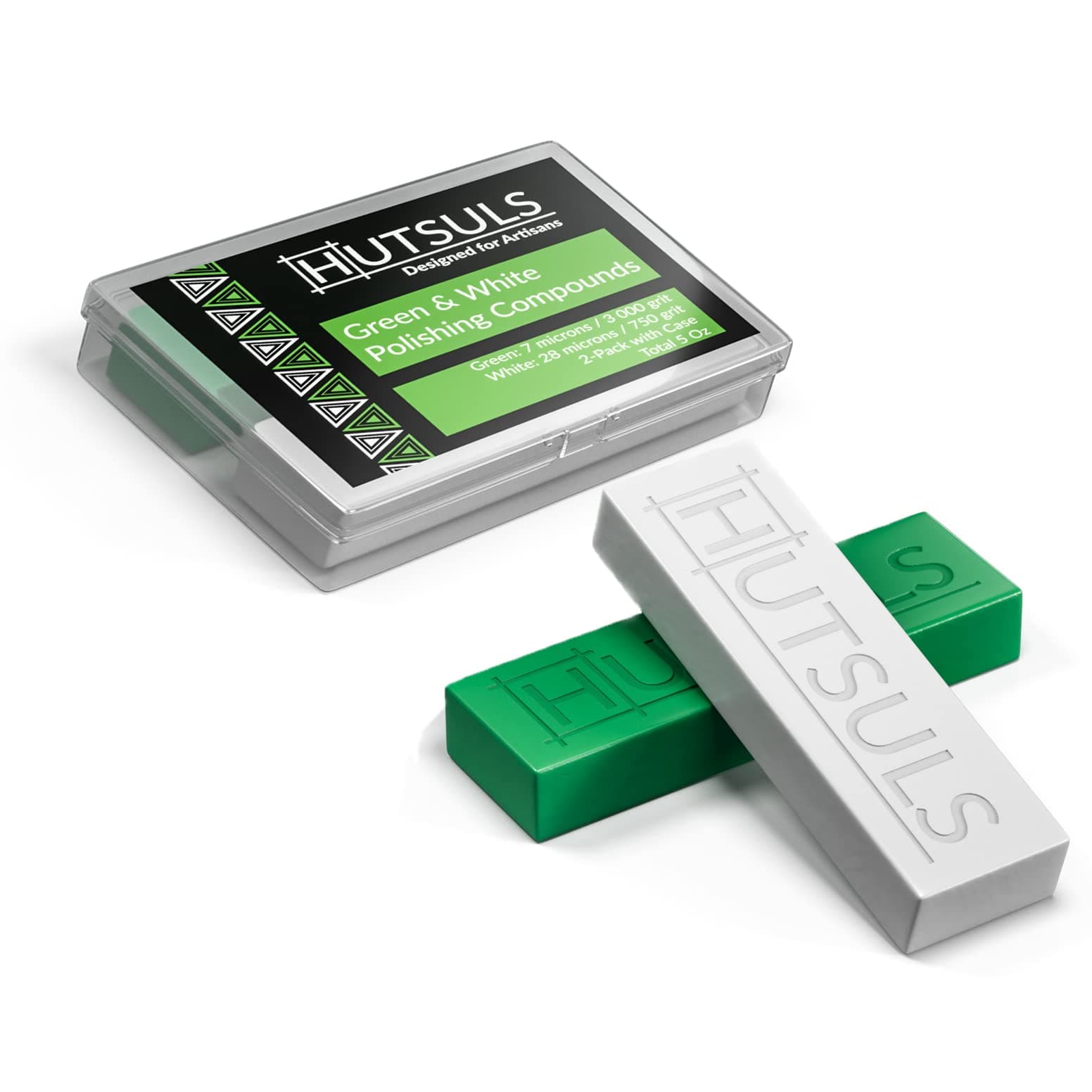 White & Green Strop Compound - Total 5 Oz Get Razor Sharp Edge with Green Honing Compound for Strop, Easy to Use Green & White Stropping Compound for Knives Guide, White Polishing Compound Bar