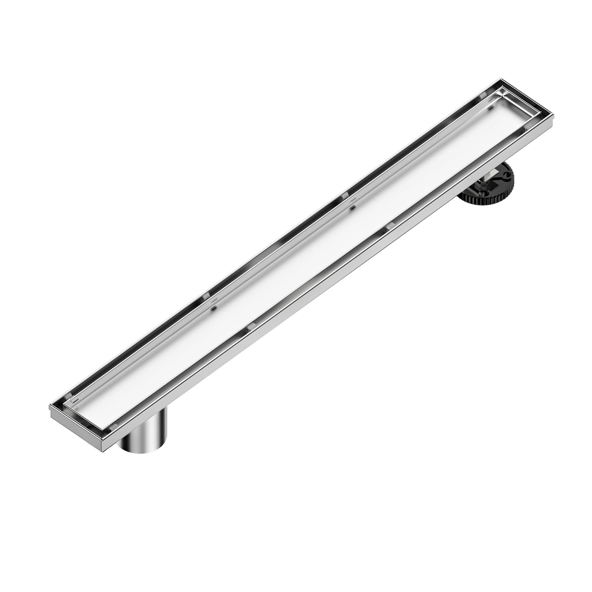 36-Inch Offset Linear Shower Drain with Tile Insert Grate Cover, Brushed 304 Stainless Steel Rectangle Side Outlet Shower Floor Drain, Adjustable Leveling Foot, Hair Strainer/Catcher