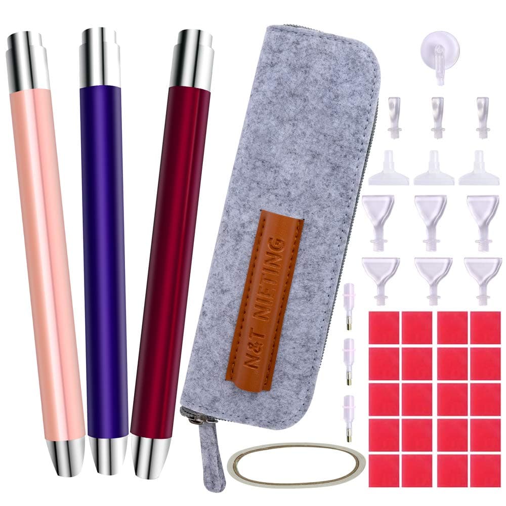N&T NIETING Diamond Painting Accessories, 3 Pcs Diamond Painting Tools with Pen Heads, Storage Bag, Painting Accessories Cross Stitch Tools for Nail Art DIY Decoration