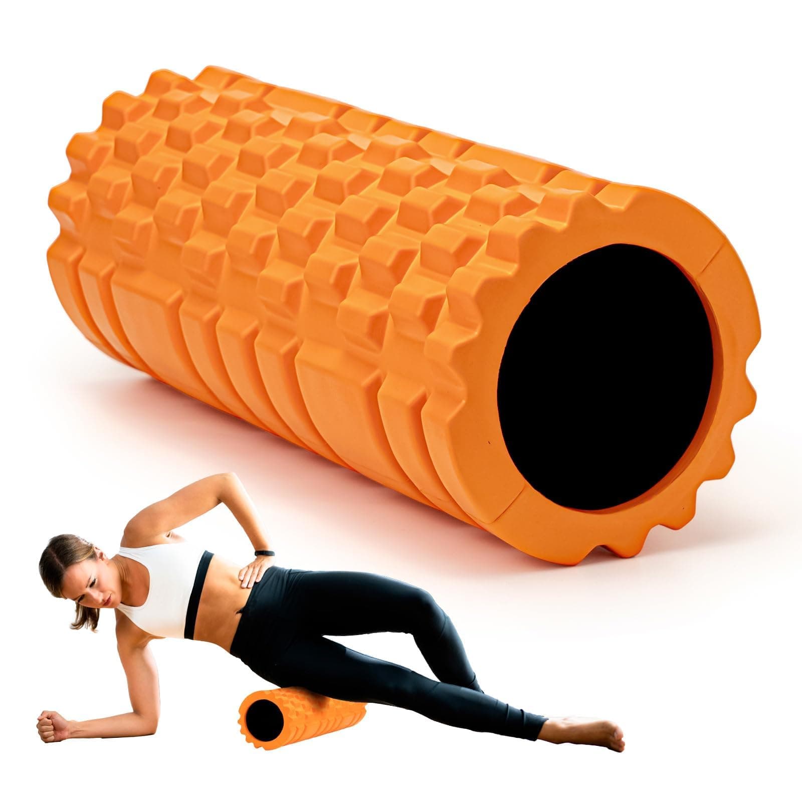 KrightlinkFoam Roller High Density 13" Patented Exercise Roller for Deep Tissue Muscle Massage, Improves Mobility (Orange)