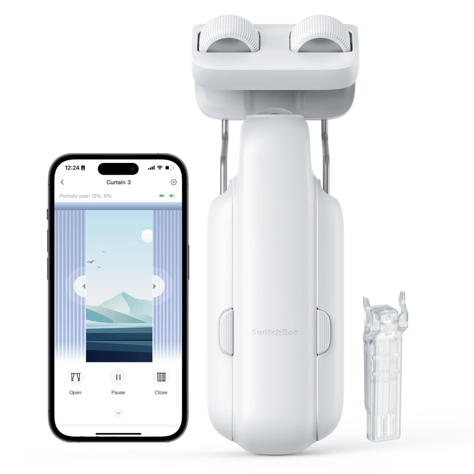 Automatic Curtain Opener - Bluetooth Remote Control Smart Curtain with App/Timer, Upgraded High-Performance Motor, Add SwitchBot Hub to Work with Alexa, Google Home, HomeKit