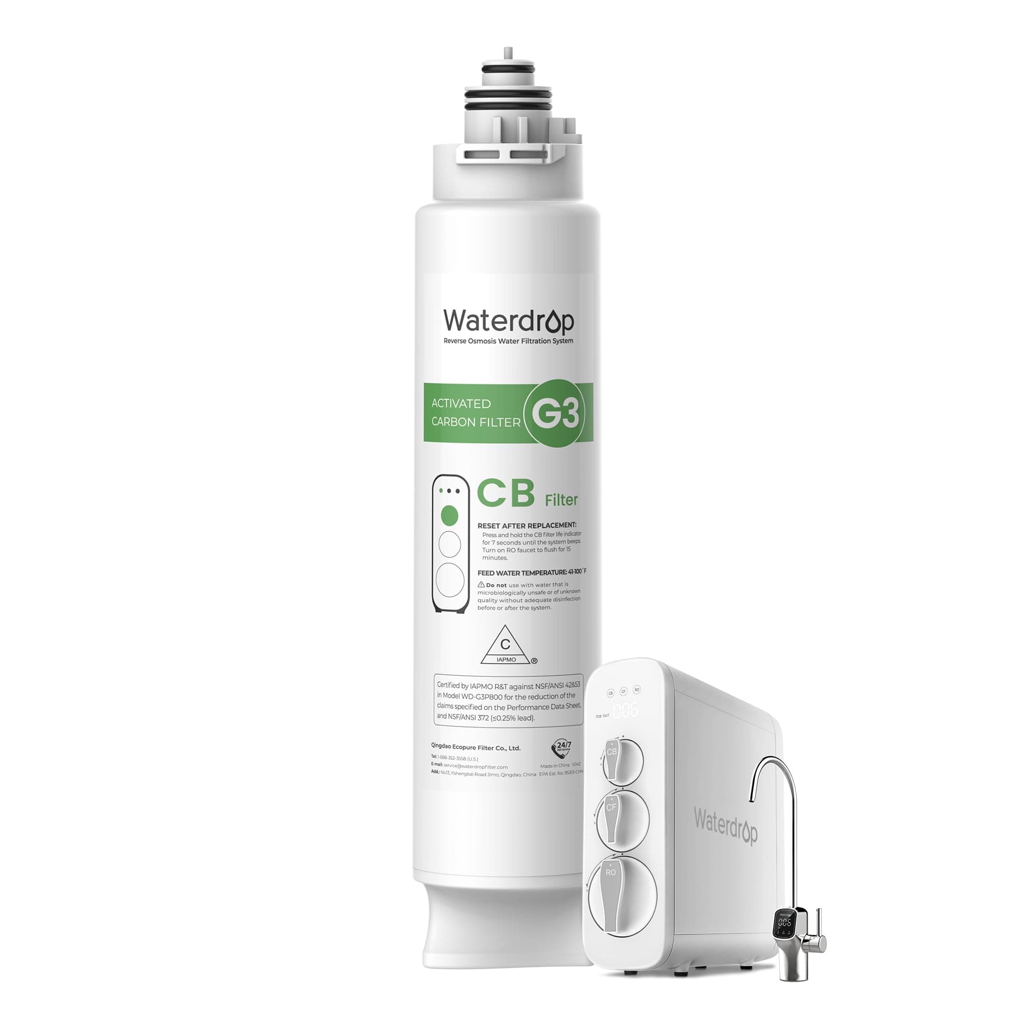 Waterdrop WD-G3-N3CB Filter, 1-Year Lifetime, Replacement for WD-G3-W Reverse Osmosis System (Package May Vary)