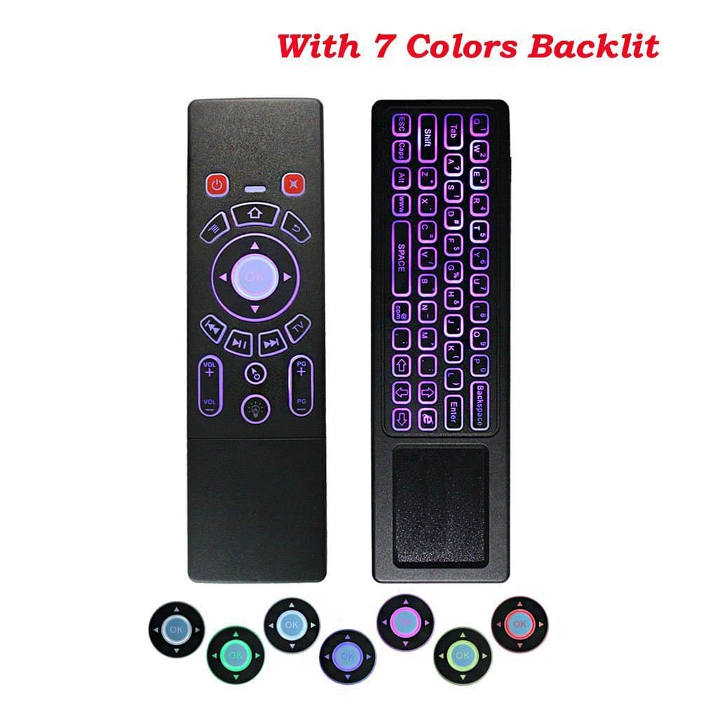 7 Color Backlit Air Mouse Keyboard Kodi Remote with Touchpad Combo,2.4Ghz Mini Wireless Rechargeable Remote Control for Android Smart TV Box, PC, Raspberry pi 3 and More by Dupad Story