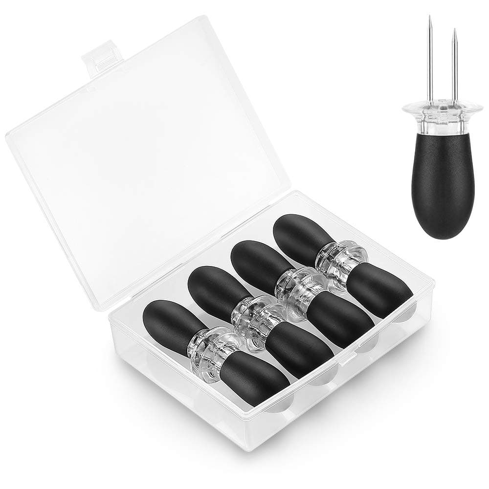 ecooe Corn on the Cob holder,Corn on the Cob Skewers,8 Pieces,Black Stainless Steel Corn Cob holders Grill Fork can be Used for Barbecue,Parties, Picnics,Camping and Provides an Additional Storage Box