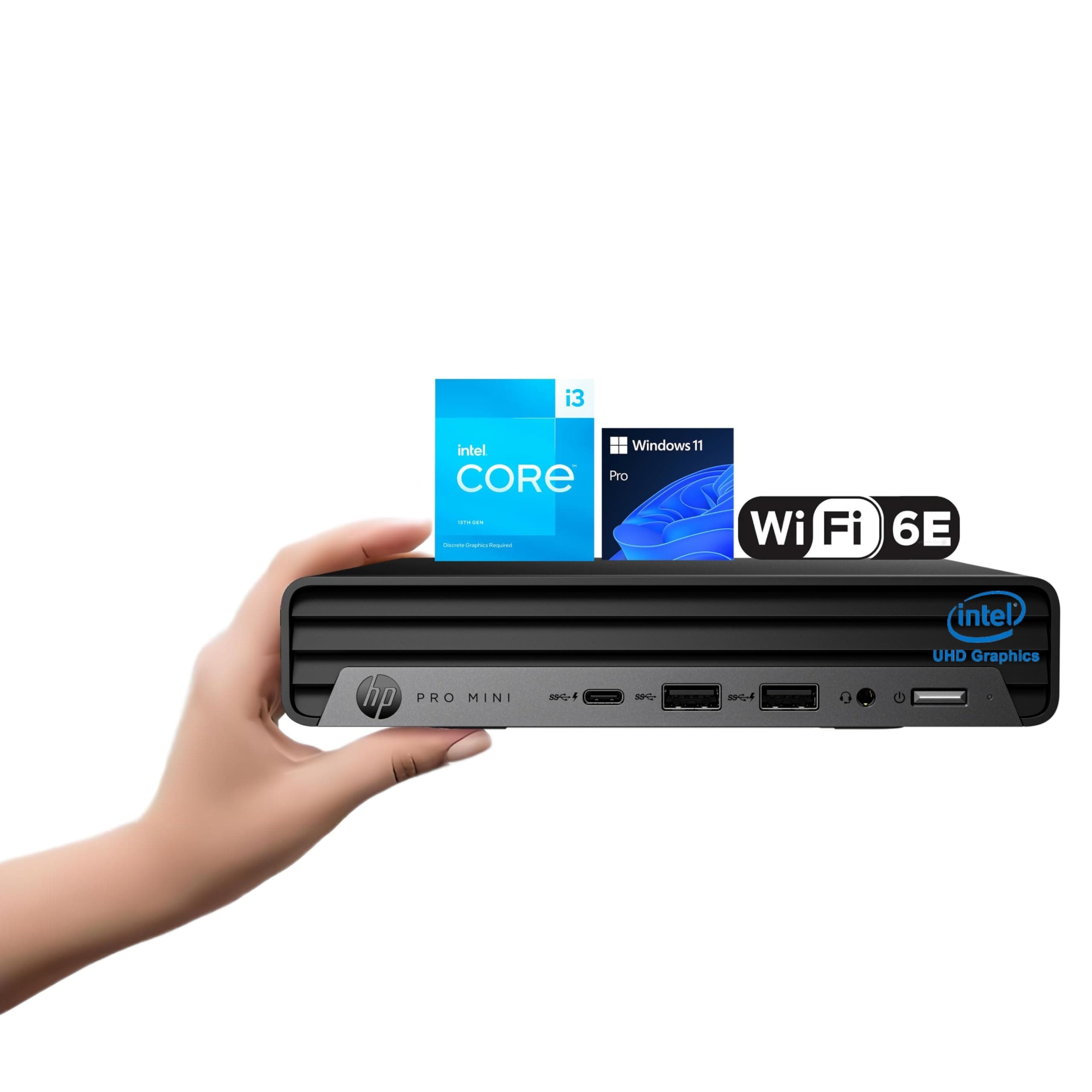 HP 2025 Pro 400 G9 Mini PC Desktop Computer, Latest 13th Gen Intel Core i3 CPU, 16GB DDR5 RAM, 1TB PCIe SSD, Triple 4K Display Support, USB-C, Bluetooth 5.2, WiFi 6E, KB&Mouse, Windows 11 Pro