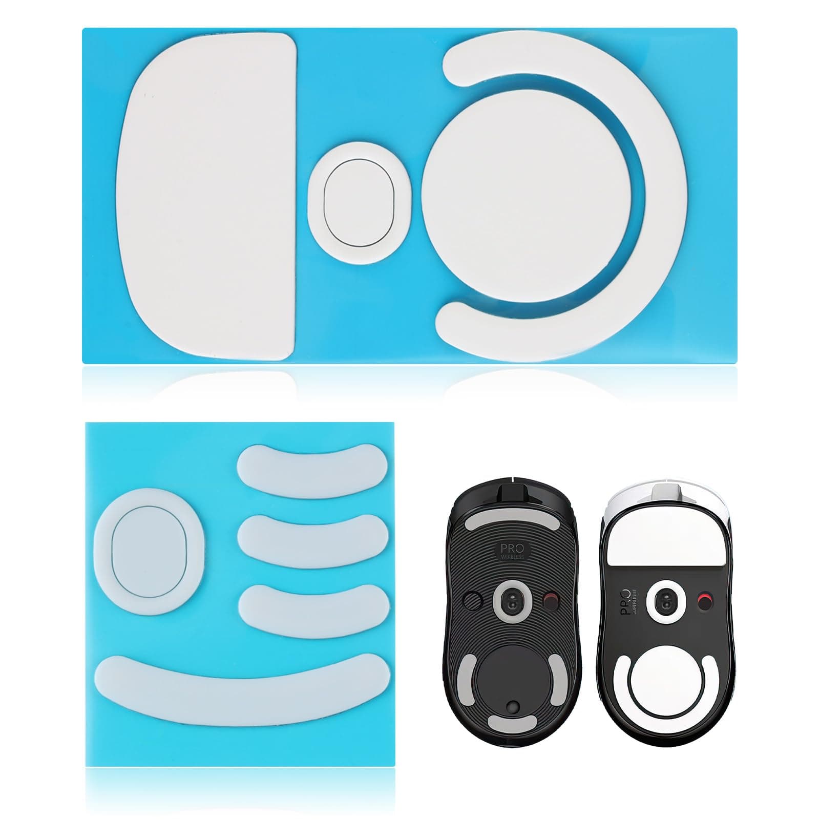 2pcs Mouse Feet Stickers for Logitech-G-Pro-X-Superlight, Professional Gaming ICE Version Mouse Skates Feet Pads, Smooth & Durable PTFE Skates with Curved Edge for Precision and Speed, White