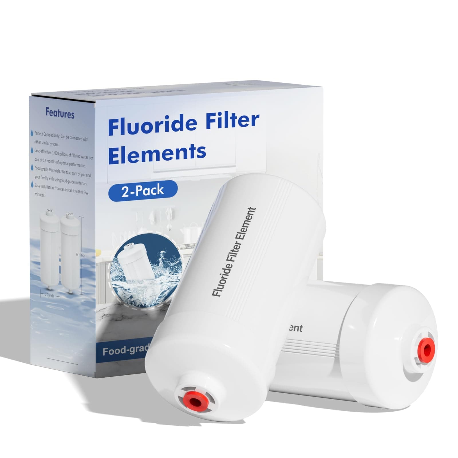 Purewell FL-2 White 5-Stage Fluoride Purification Elements, Replacement for Berkey® PF-2® Fluoride Filters, Berkey® Gravity Filtration System and Purewell System (2 Pack, K Series)