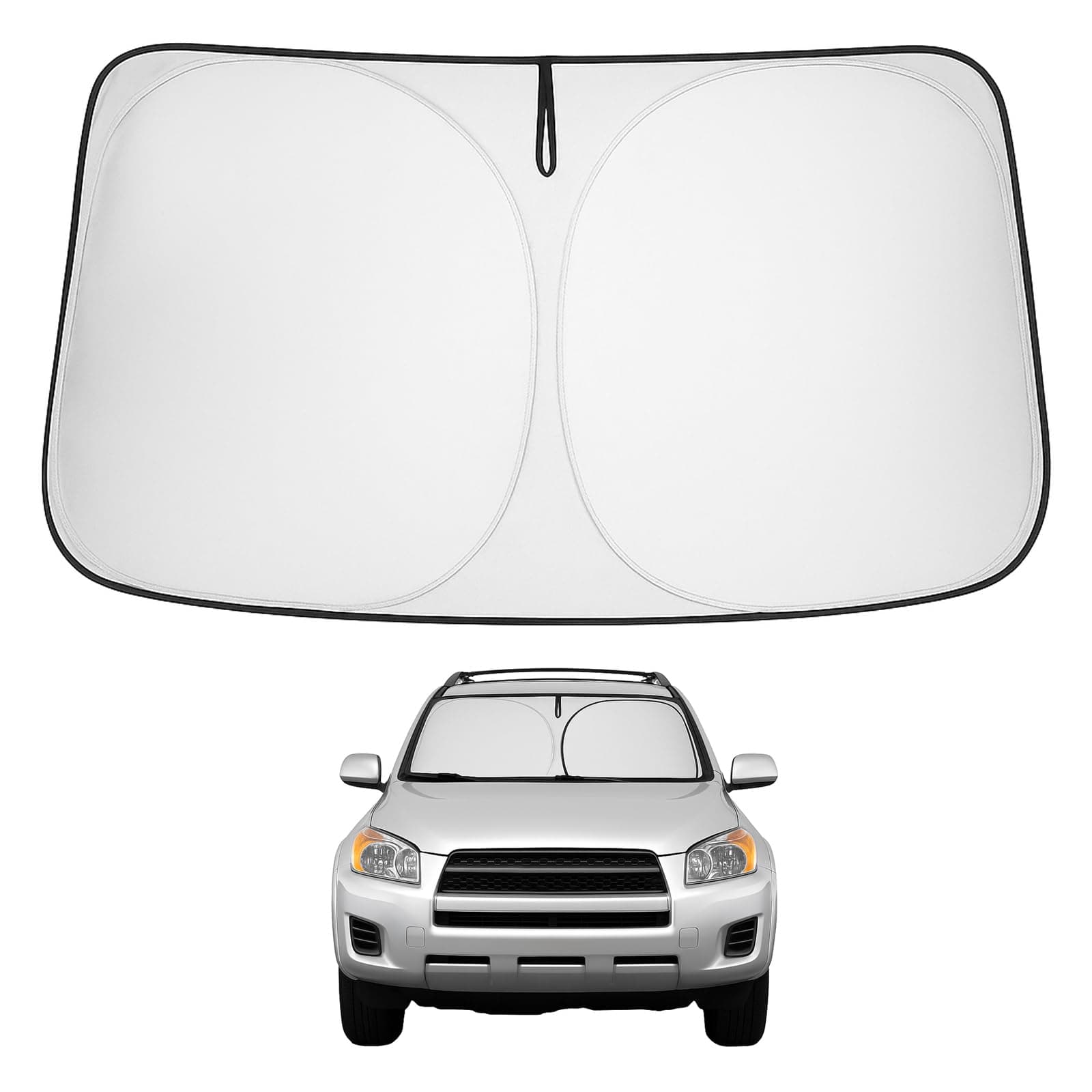 Front Windshield Sun Shade Foldable Sunshade Protector Custom Fit 2006-2012 Toyota RAV4 SUV Crossover, LE XLE Premium Limited XSE Hybrid Adventure Accessories 2023 Upgrade