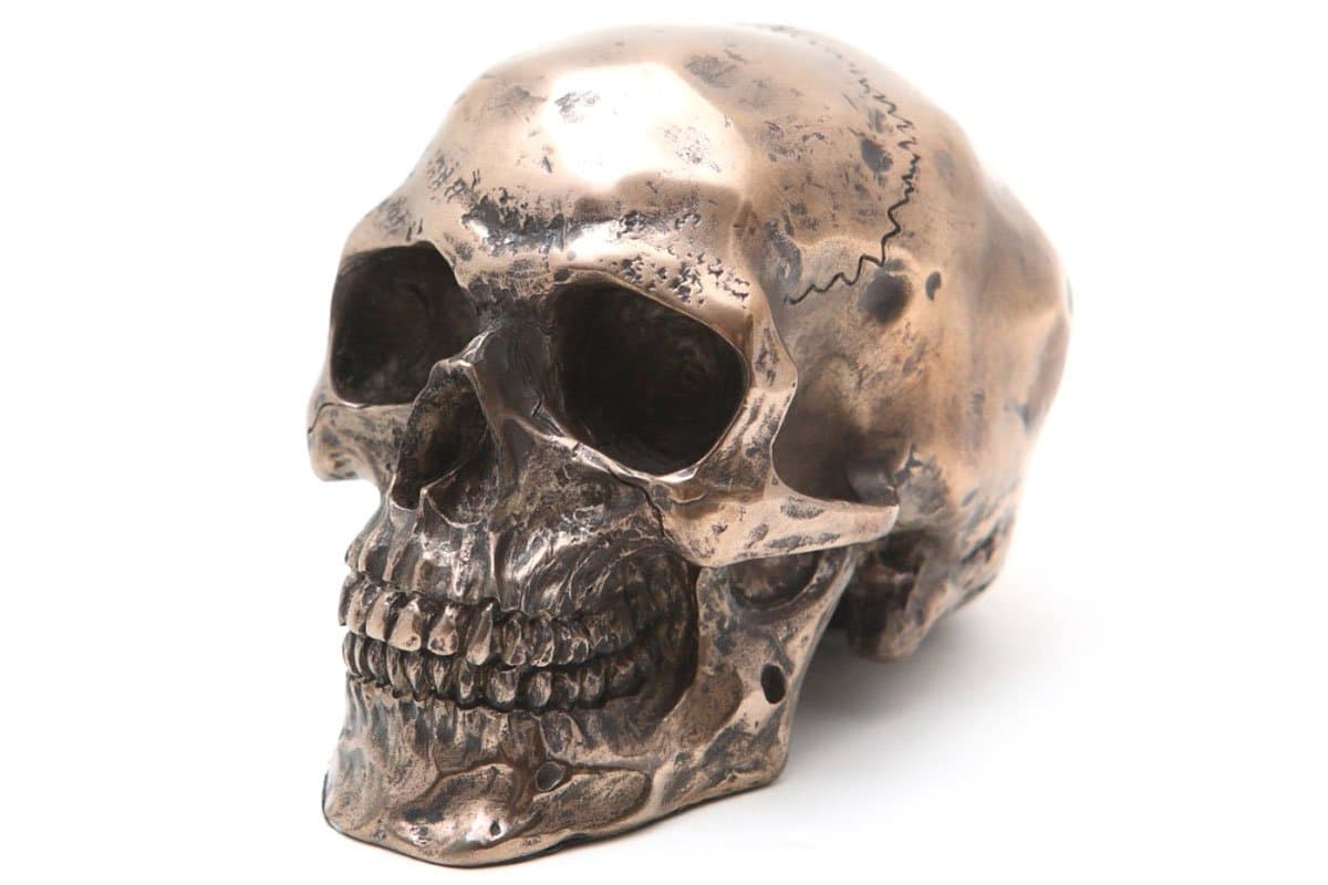 Pacific Giftware PTC 3.25 Inch Small Bronze Finish Skeleton Skull Statue Figurine