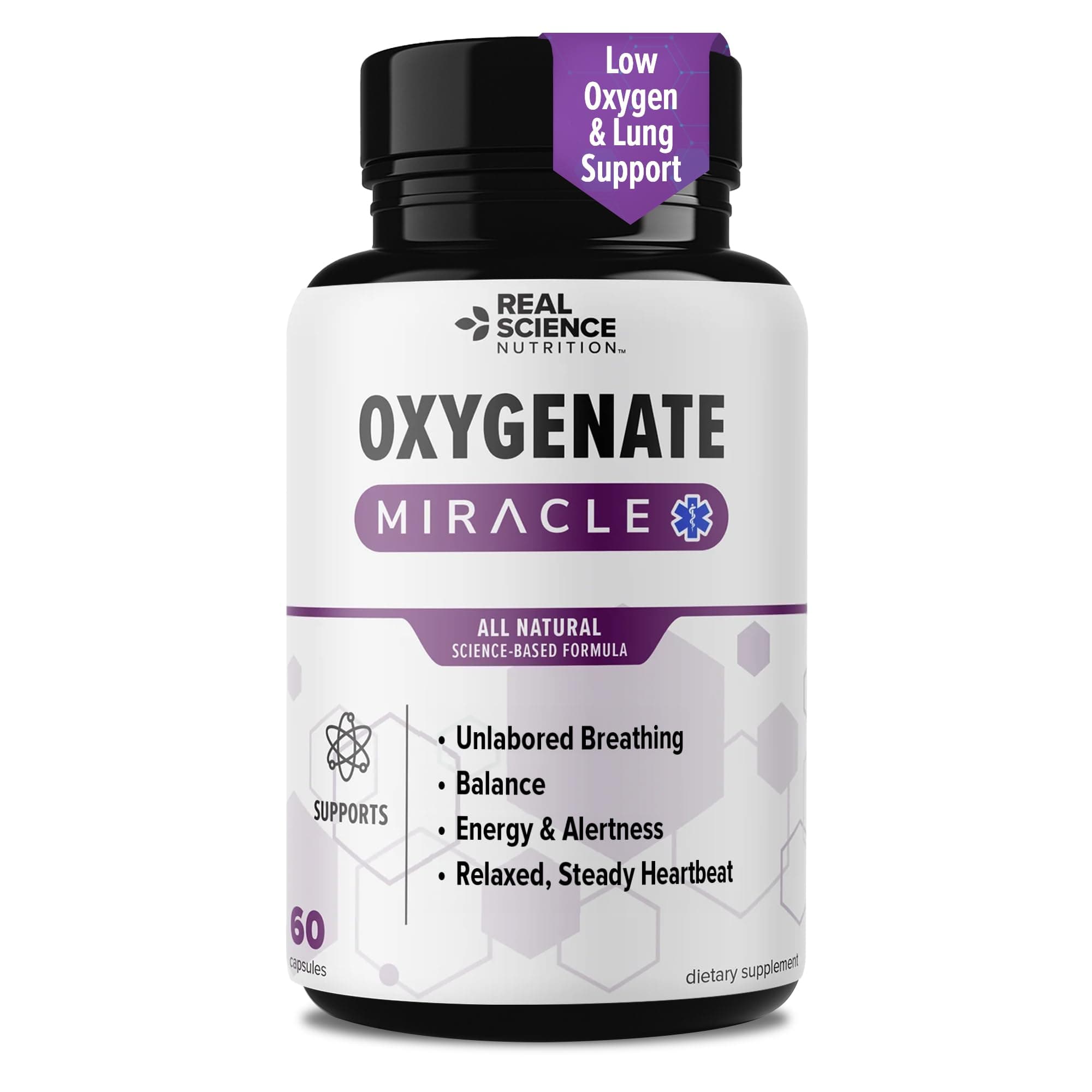 Real Science Oxygenate Miracle – Daily Lung & Circulation Support Supplement for Breathing Comfort and Energy – Supports Respiratory Function and Overall Wellness, 60 Caps