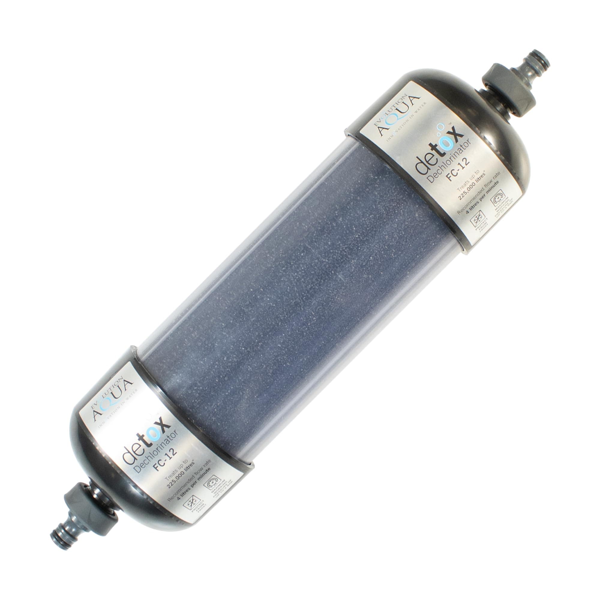 Evolution Aqua Pond Dechlorinator for Fish Ponds – Activated Carbon Chlorine Remover Garden Hose Inline Water Filter for Pond Tap Water Treatment / 12-Inch