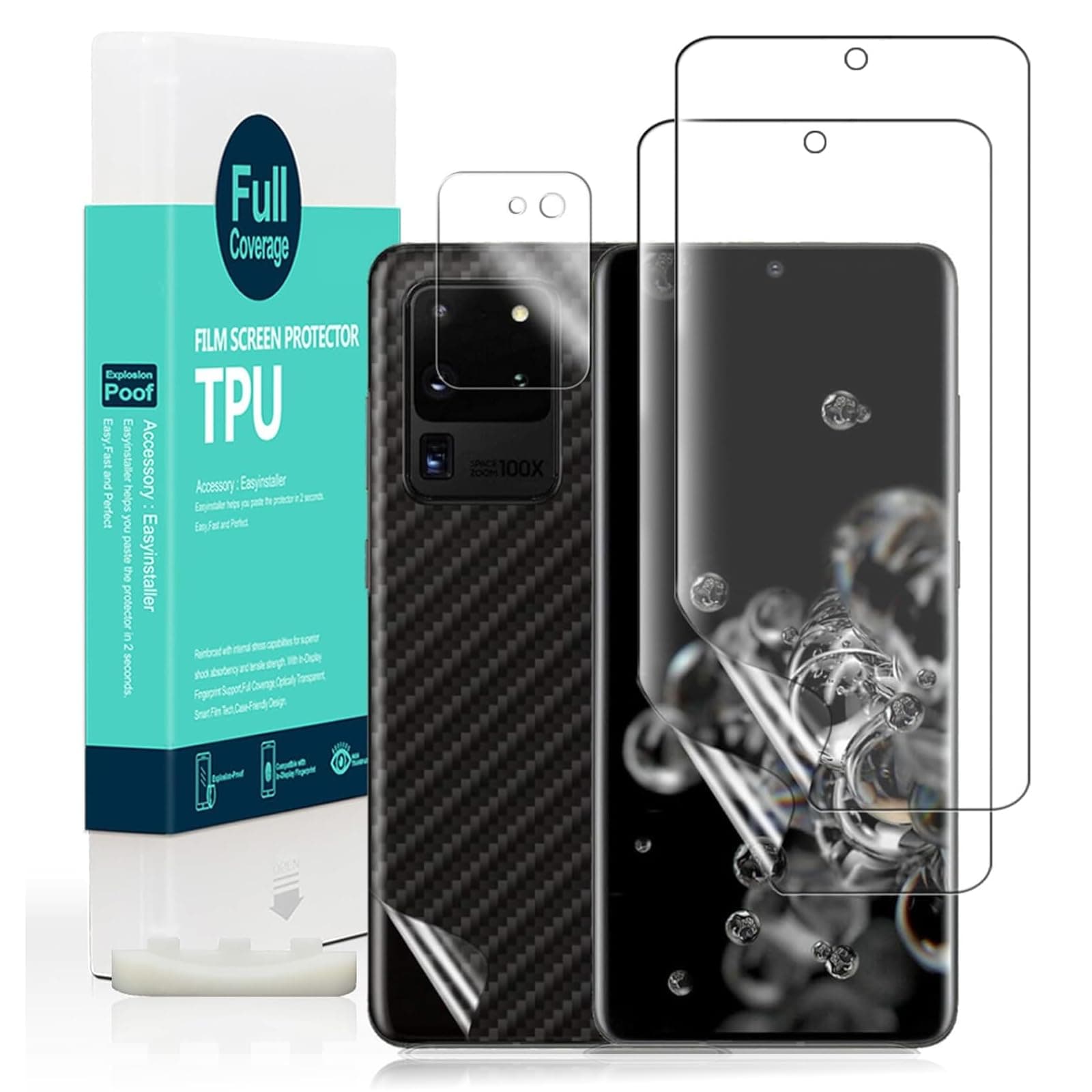 Ibywind 2 Pcs Screen Protector For Samsung Galaxy S20 Ultra,Flexible TPU Film,With 1Pc Camera Lens Protector,1Pc Back Film,Bubble Free,Easy To Install