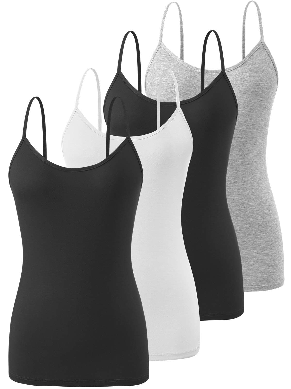 4 Pack Camisole Tops for Women Basic Undershirt Tanks Adjustable Spaghetti Straps Camis Seamless Soft Layering Top