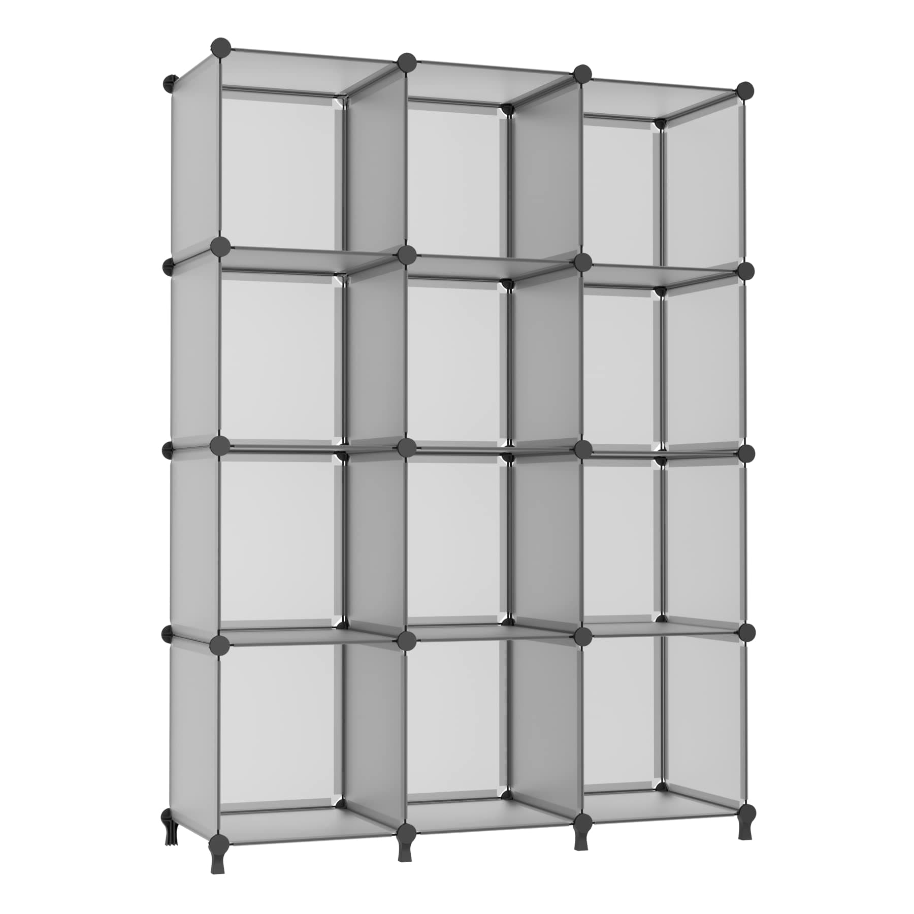 AWTATOS Cube Storage Organizer 12 Cube Modular Storage Bookshelf DIY Plastic Closet Storage Shelf, Stackable Storage Shelving Rack, Ideal Storage Solution for Home, Office, Bedroom, Grey ULPZ022