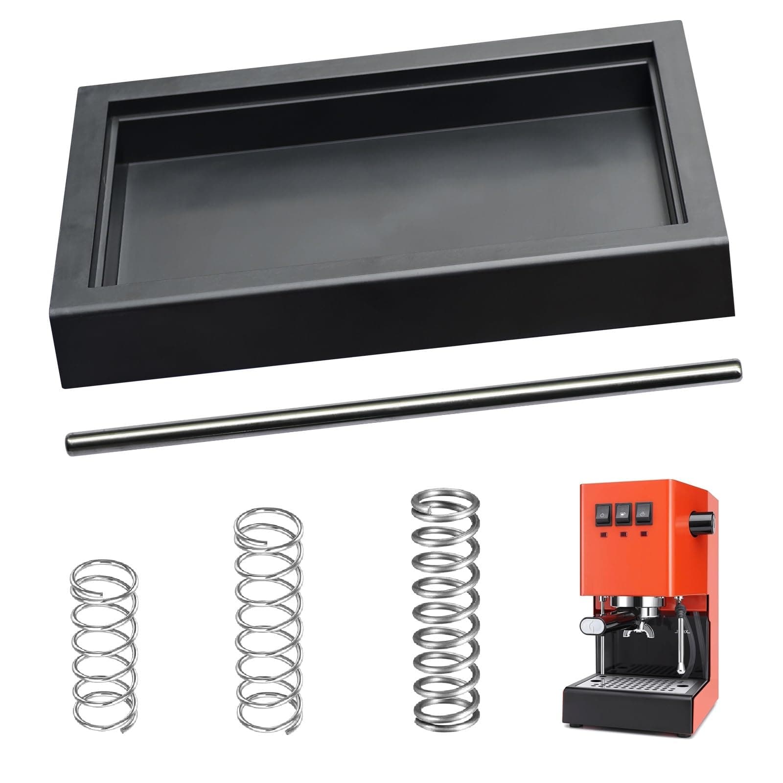 Low Profile Thin Drip Tray & 6 Bar 9 Bar 12 Bar OPV Spring Modification Kit & Long Stainless Steel Tube, Compatible with Gaggia Classic Pro Traditional Espresso Coffee Machine Parts