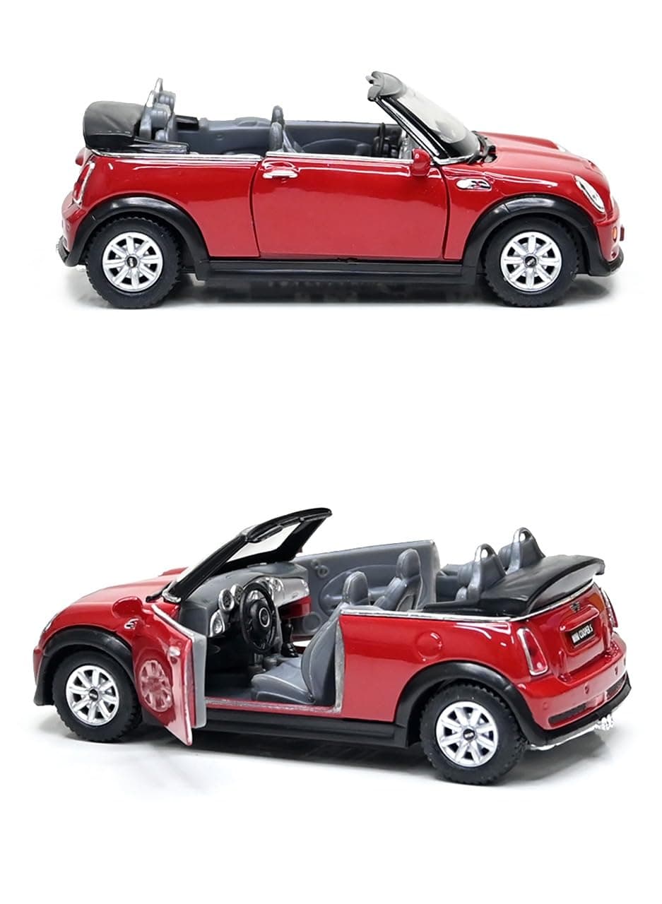 Mini Cooper S 5" 1:28 Scale Die Cast Metal Model Toy Car (Red Convertible)