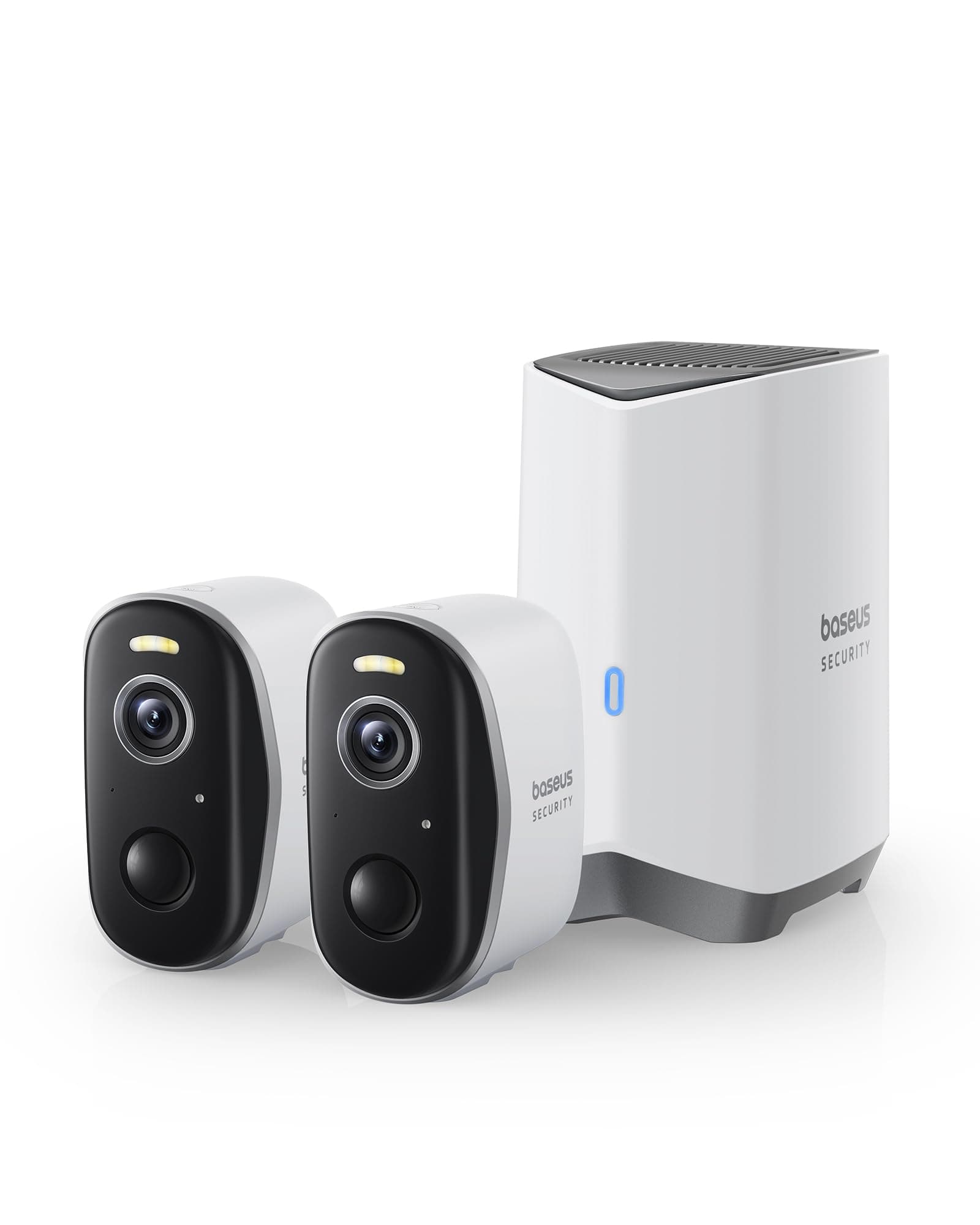 Baseus Wireless Cameras for Home Security, N1 2-Cam Kit with True 2K Clarity, No Monthly Fee, 16TB Expandable Local Storage, 210-Day Battery Life, Spotlight & Alarm, Works with Alexa and Google Home