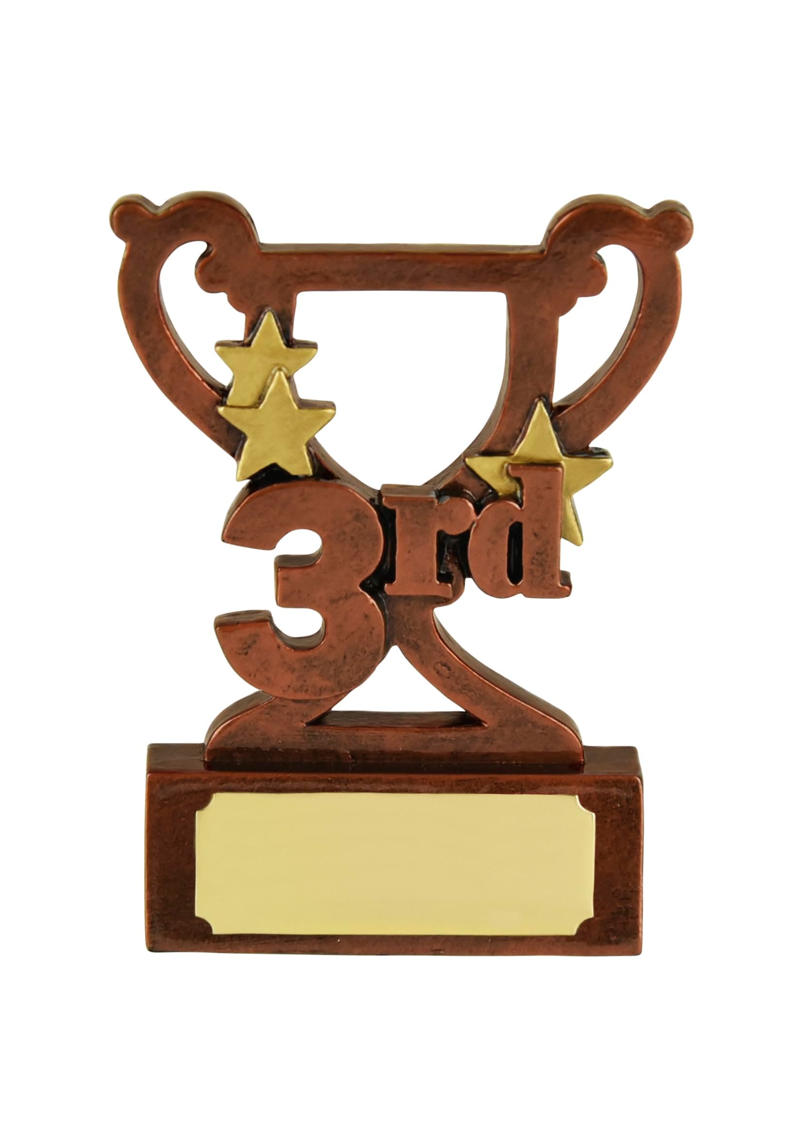 SilverTrophy: 3rd Place Bronze Star Trophy - Mini Cup Prize Award for a Loser, Third Place, Bronze Medal, Number 3, Ornament, Kids Gift, Affordable Figurine Prize Award