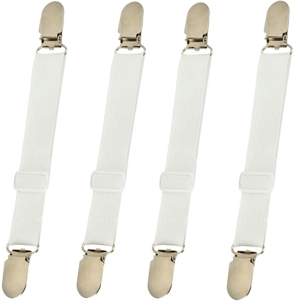 Bed Sheet Clips Straps Sheet Holder Mattress Clips, 4 Pcs Adjustable Elastic Bed Sheet Grippers Straps Suspender Fasteners Holder
