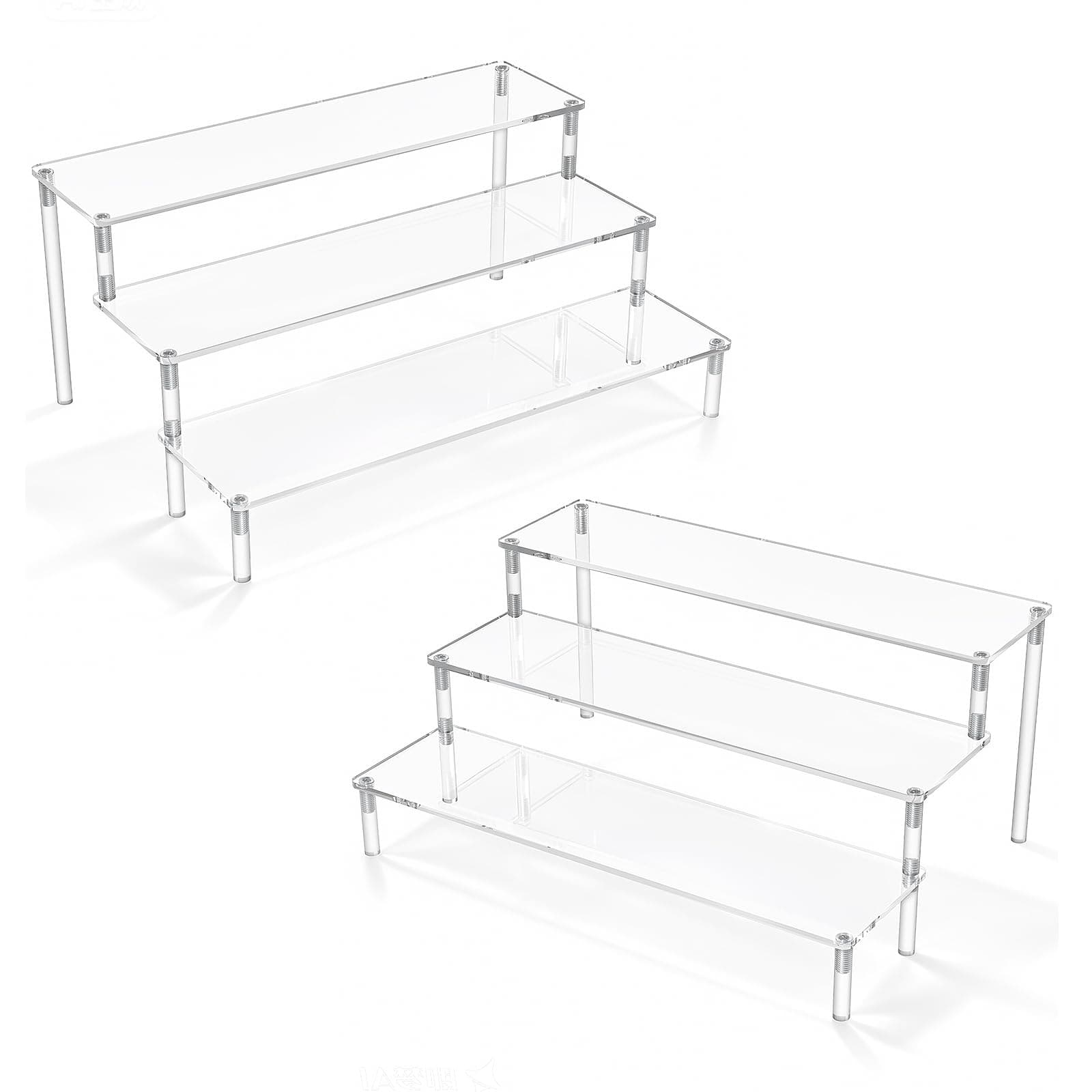 AZEAM 2 Packs Acrylic Display Risers,Clear Display Risers Stand Small Mini Sh...