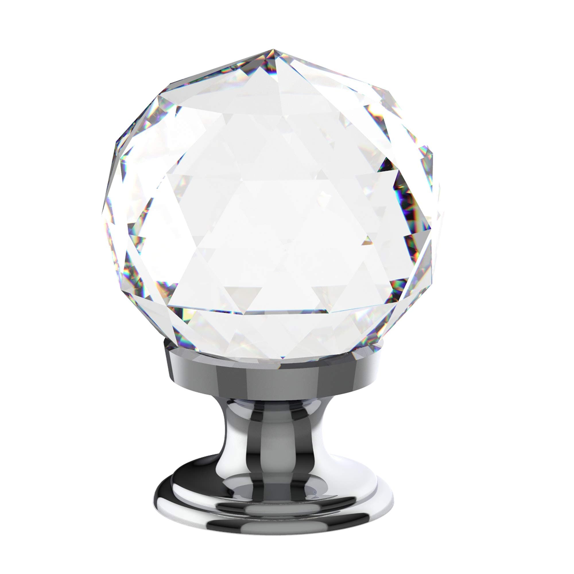 Alzassbg 10 Pack Clear Crystal with Chrome Plated Drawer Knobs, 1-1/5 Inch(30mm) Cabinet Knobs Round Diamond Crystal Knobs for Drawers AL1002