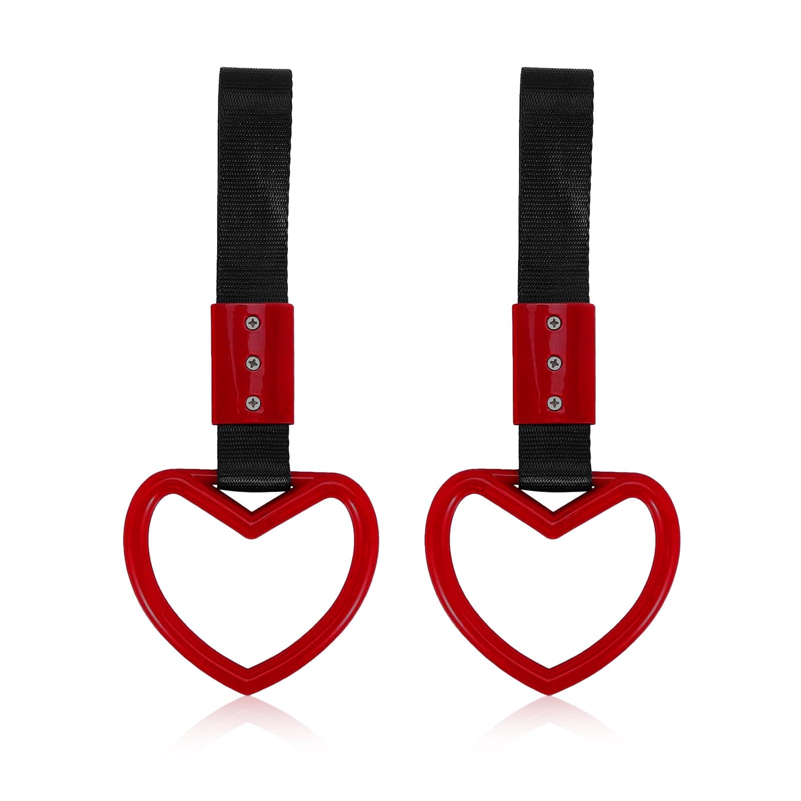 Car Handle Straps - Heart Shaped Drift Charm for Front Rear Bumper Warning and Automotive Interior Decoration (Red)