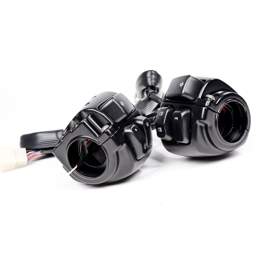 1" Handlebar Headlight Horn Turn Signal Light On-Off Switch and Harness Compatible with 96-12 Harley Dyna Softail Sportster V-Rod