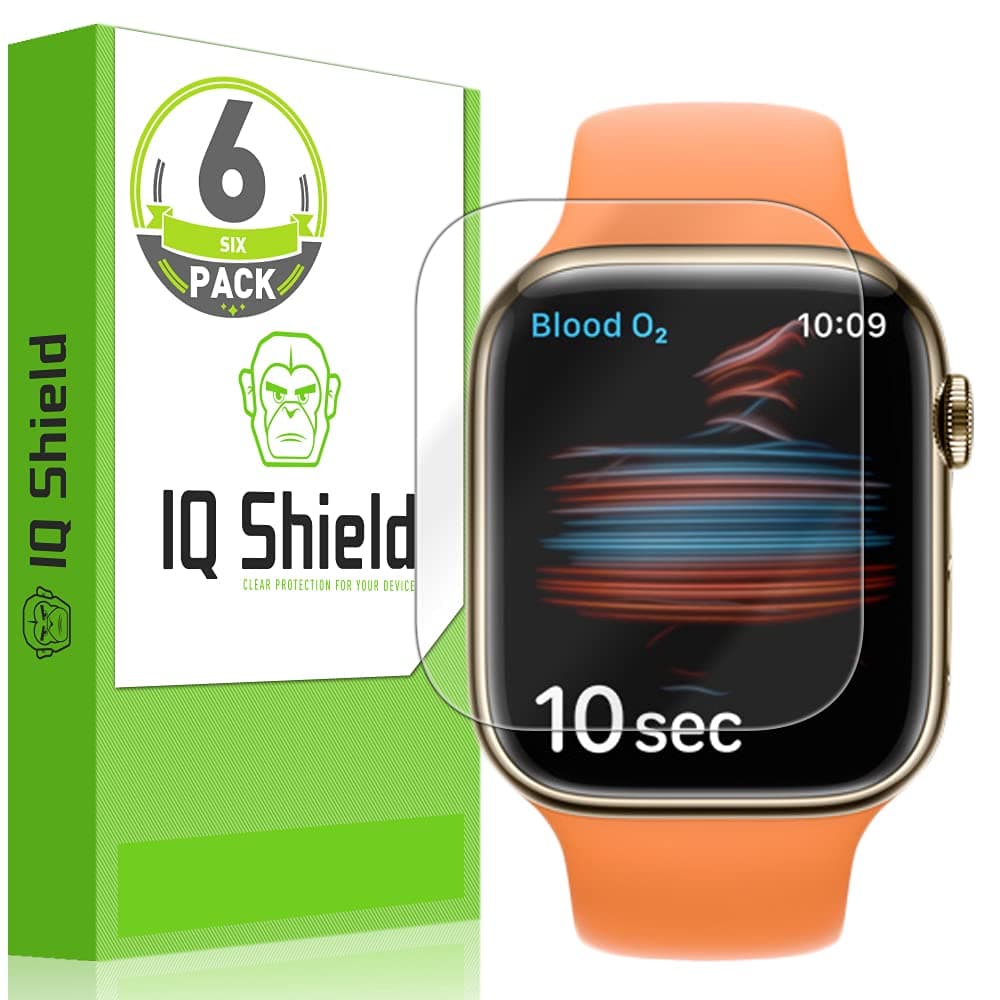 IQShield 6 Pack Screen Protector for Apple Watch Series 9/8/7 (41mm) Easy Install Ultra Thin Smudge Resistant Anti-Scratch Anti-Bubble Clear TPU Film