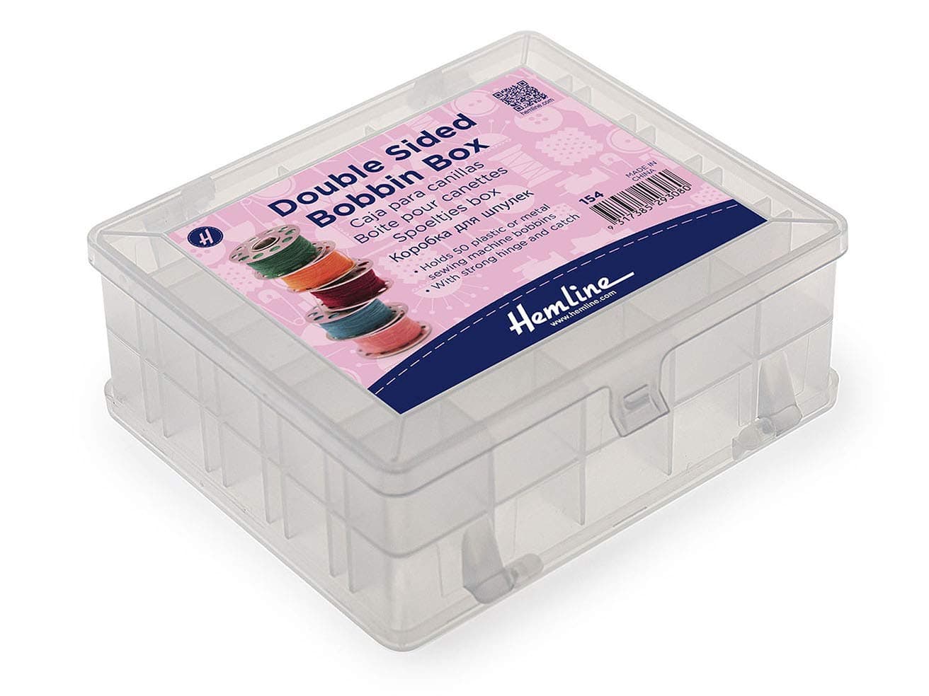 Hemline Double Sided Bobbin Box - Holds Upto 50 Bobbins