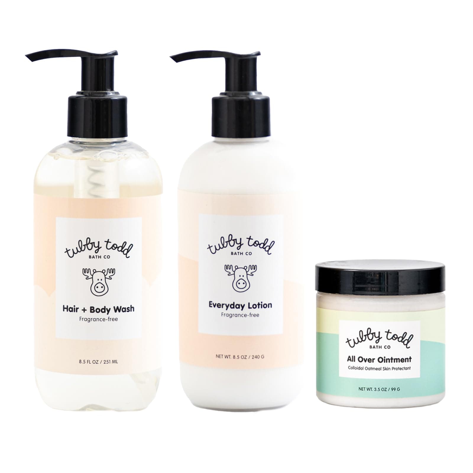 3-Step Baby Bath & Skincare Routine - The Regulars Bundle - 8.5oz Baby Shampoo and Body Wash, 8.5oz Everyday Lotion & 3.5oz All Over Ointment - Fragrance-Free
