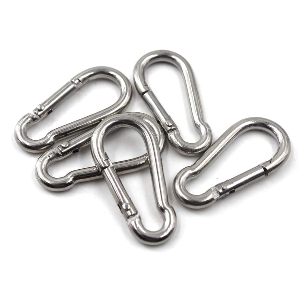 M6 1/4" 304 Stainless Steel Spring Snap Link Hook, Loaded Hook,Locking Carabiner Clip Keychain for Home, Camping, Fishing, Hiking, Traveling(5PCS)