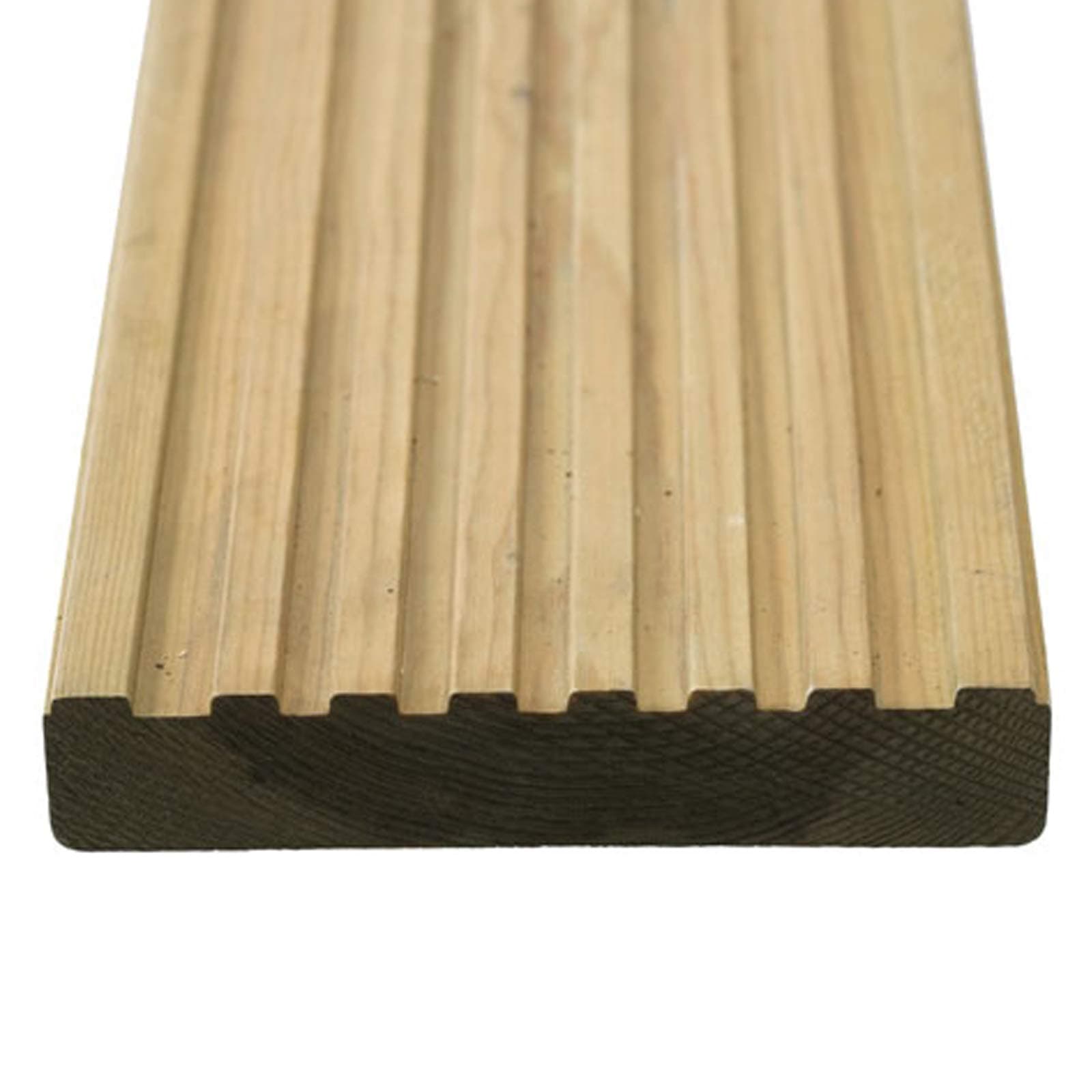 Treated Timber Decking 10 Boards 4.8 Meter Long Pressure Treated Swedish Pine Canterbury Style for Garden and Landscaping 26mm x 145mm Wide Water Repellent Long Life