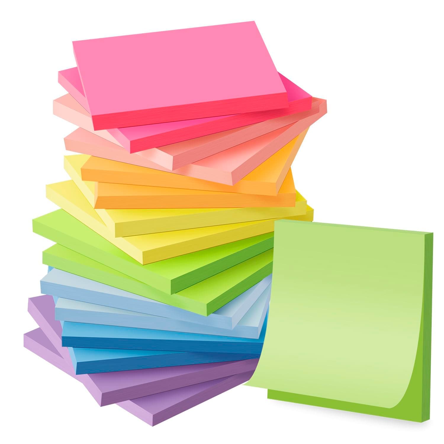 (16 Pack) Sticky Notes 3x3, Self-Stick Pads Bright Colors Sticky Note, Recyclable, Easy to Stick for Home, Office, Notebook