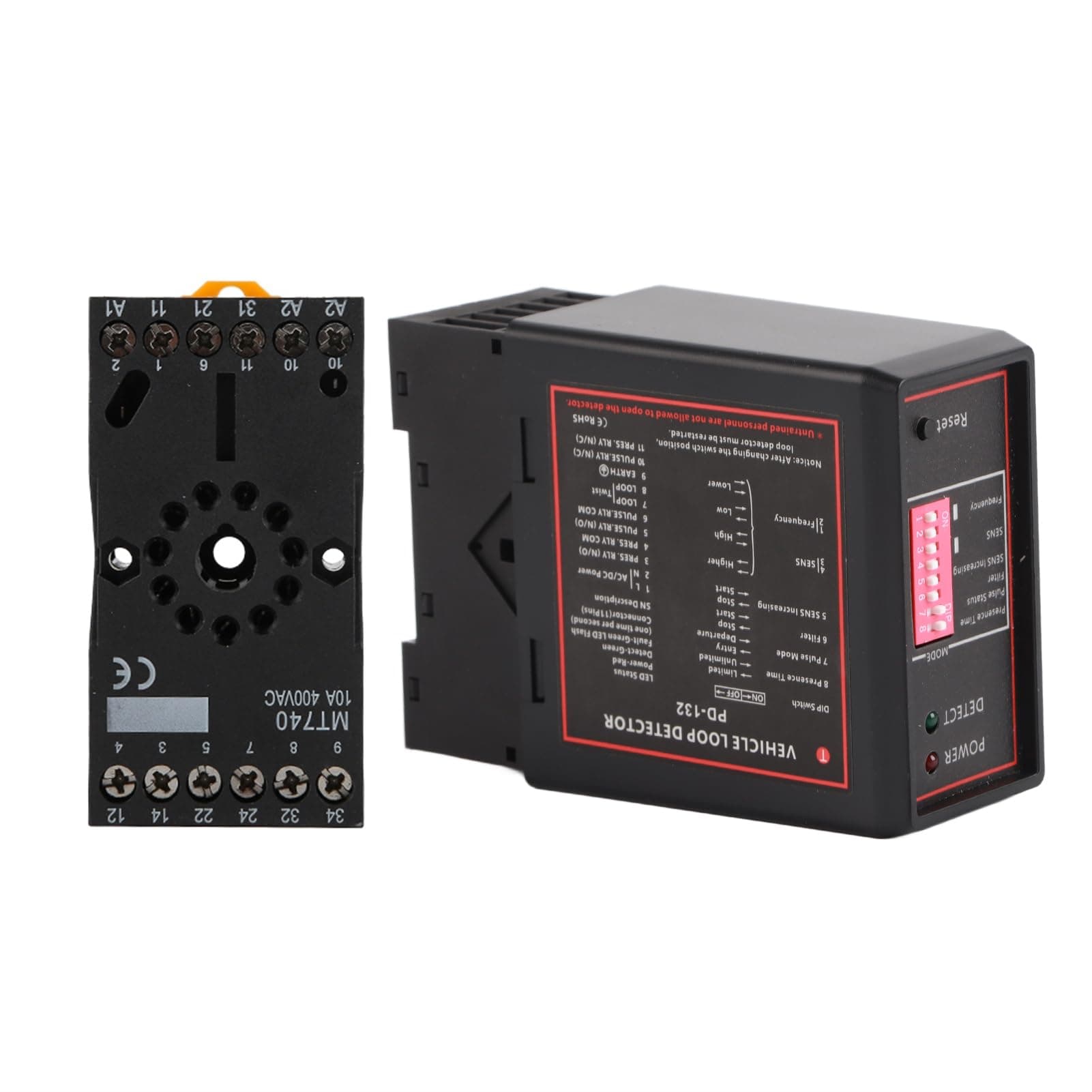 Jiawu Vehicle Loop Detector, PD132 Single Channel Inductive Vehicle Loop Sensor with Selectable Pulse Time, Loop Vehicle Sensor Detector for Safety Exit Gates and Traffic Control