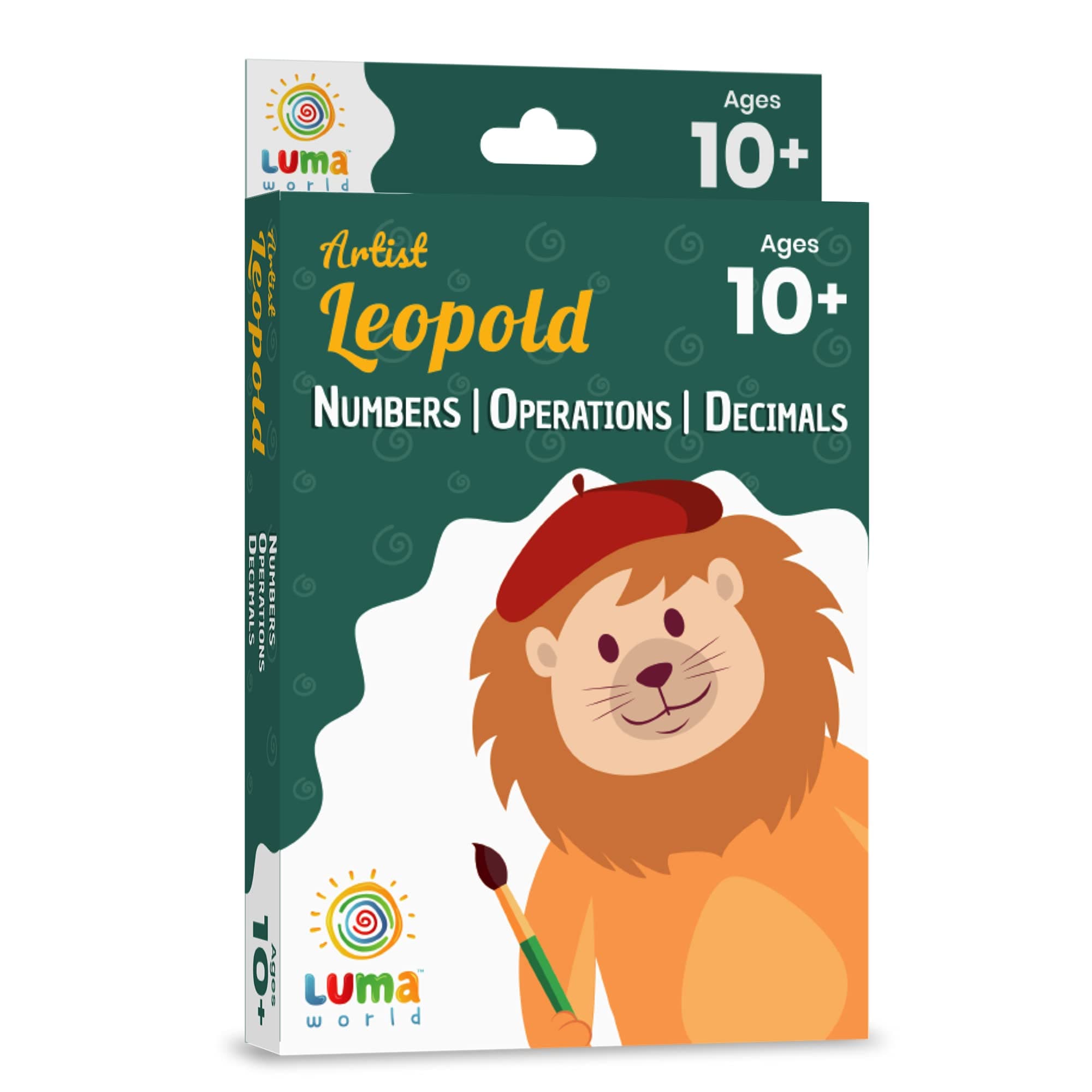 Luma World Artist Leopold Educational Game-Based Math Flash Cards with Magic Glass to View Hidden Answers for Ages 10+ Years to Learn 5th Grade Numbers, Decimals and Integers, Set of 50 Cards