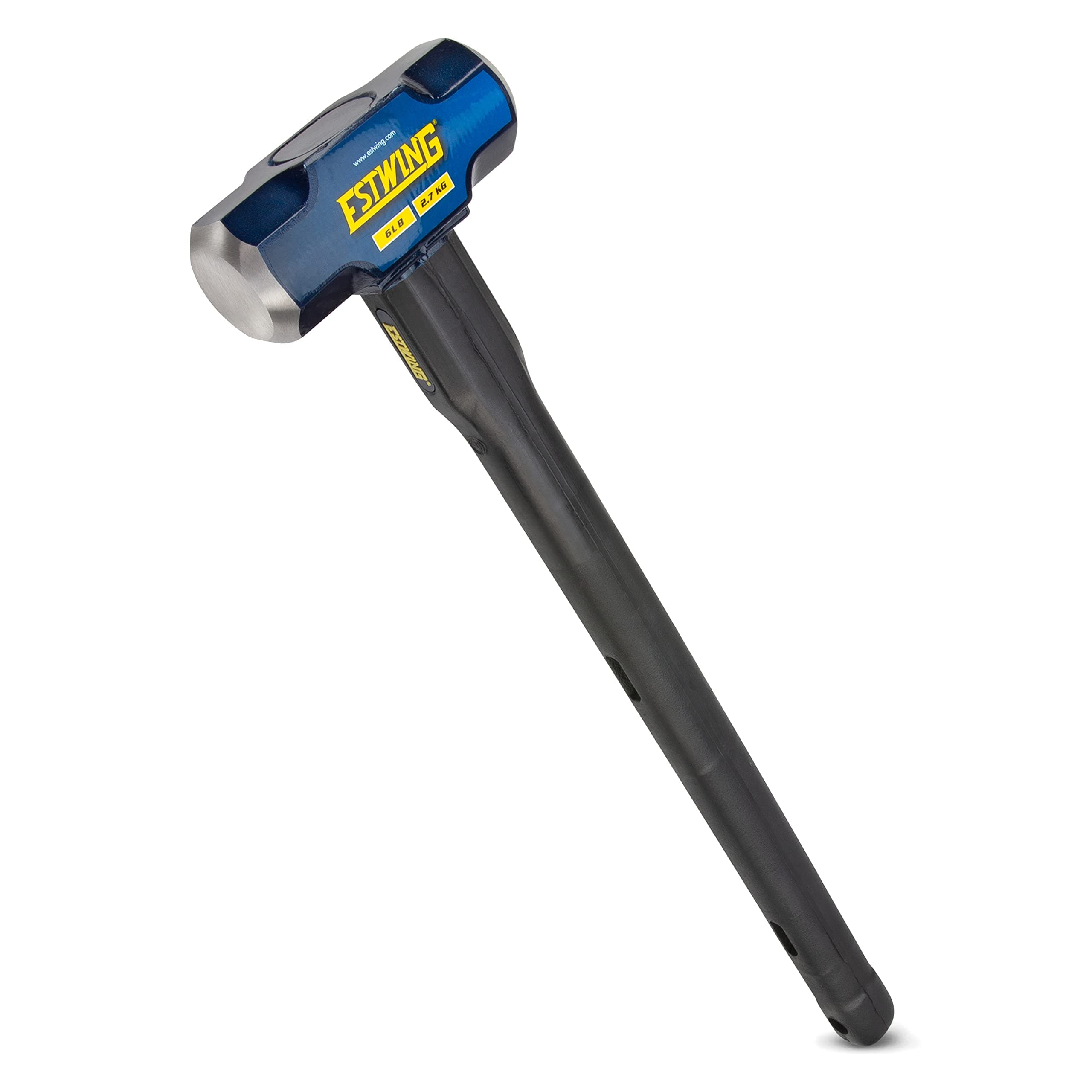 Estwing 6-Pound Hard Face Sledge Hammer for Demolition/Stake Driving, 50-55 HRC, Locked Steel Head, 24-Inch Indestructible Handle with Vulcanized Rubber Overlay, Reinforced Lanyard Hole