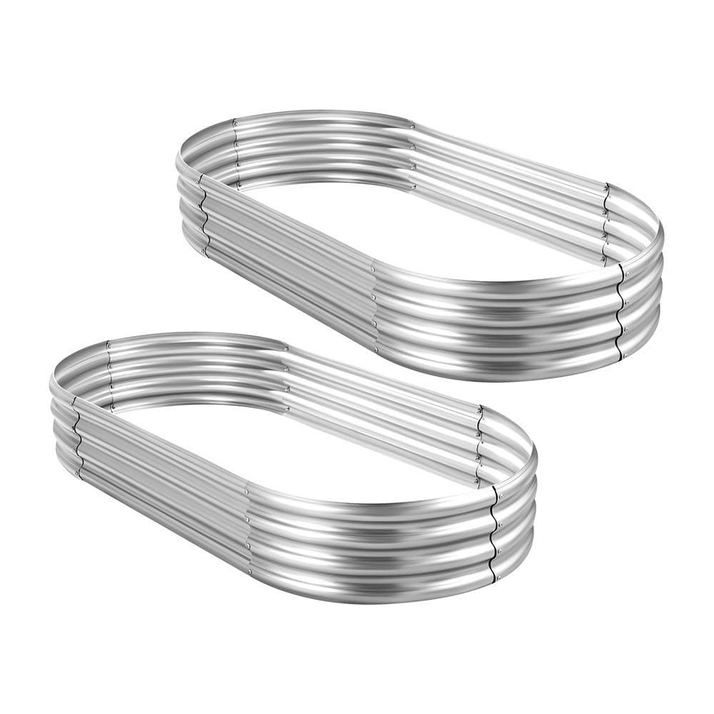 2Pcs Galvanized Raised Garden Bed Kit, Galvanized Planter Oval Large Metal Raised Garden Boxes Outdoor for Vegetables…