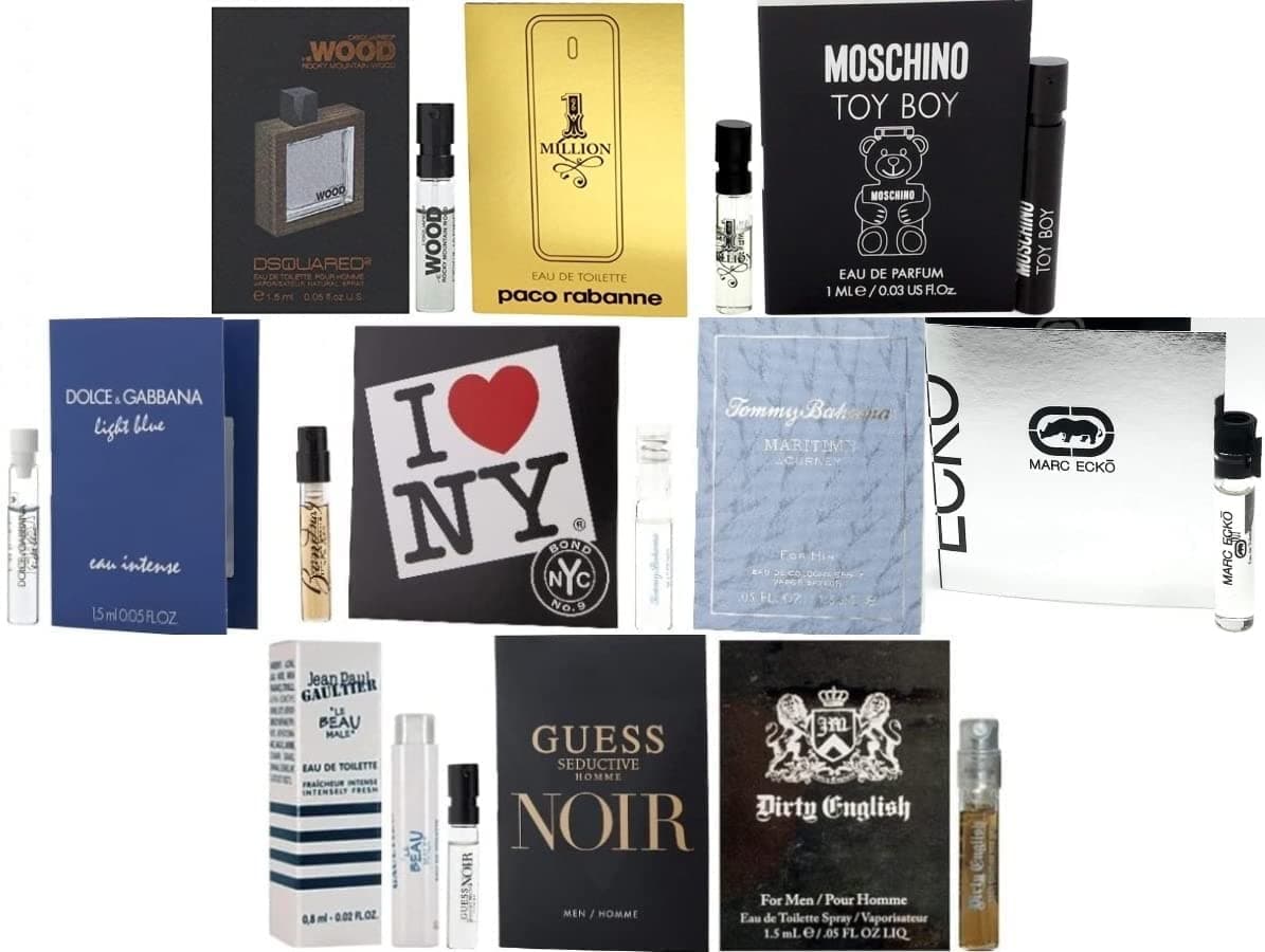 Infinite Scents Men's Cologne Sampler Set:10 Designer Cologne Samples with Premium Carrying Pouch-Guess,Deisel,Dun hill-Travel-Size Cologne Sample Set